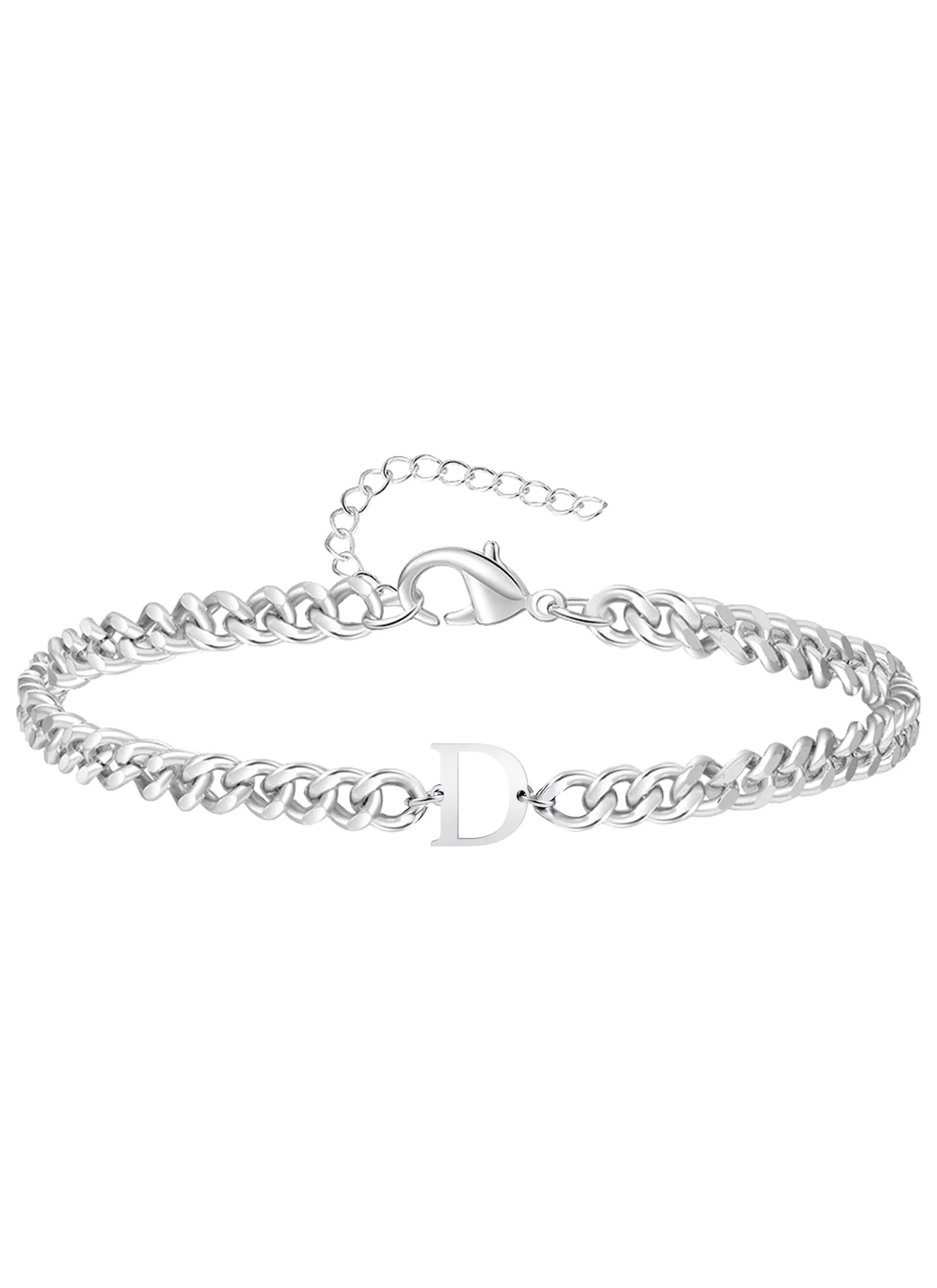 TOLOWOBK Bracciale Uomo con Iniziale A - Z, Argento Acciaio Bracciale Donna o Uomo con Nome Iniziale Braccialetto Uomo Ragazzi Regalo Natale per Papà Mamma Figlia Figlio Nonni Colleghe Coppia (D) - immagine 1