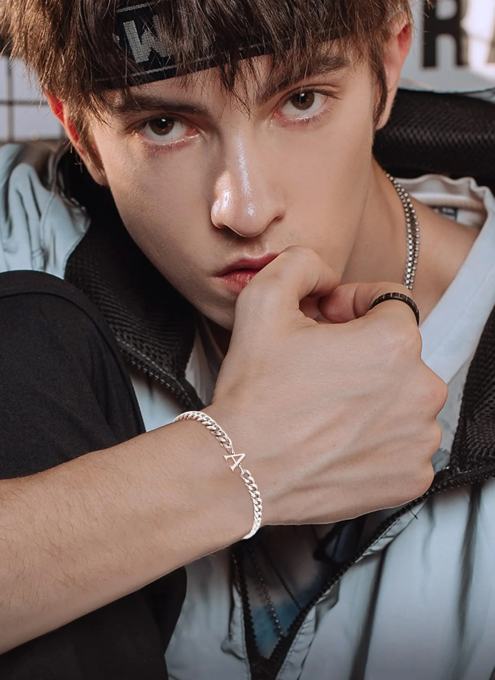 TOLOWOBK Bracciale Uomo con Iniziale A - Z, Argento Acciaio Bracciale Donna o Uomo con Nome Iniziale Braccialetto Uomo Ragazzi Regalo Natale per Papà Mamma Figlia Figlio Nonni Colleghe Coppia (F) - immagine 7