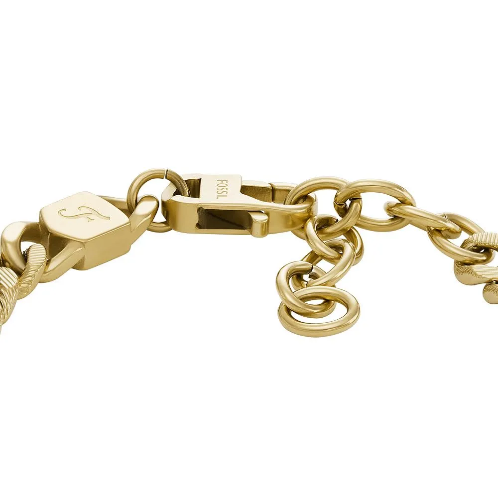 Fossil Bracciale da uomo in acciaio inossidabile tonalità oro con chiusura a moschettone, Oro scuro - immagine 4