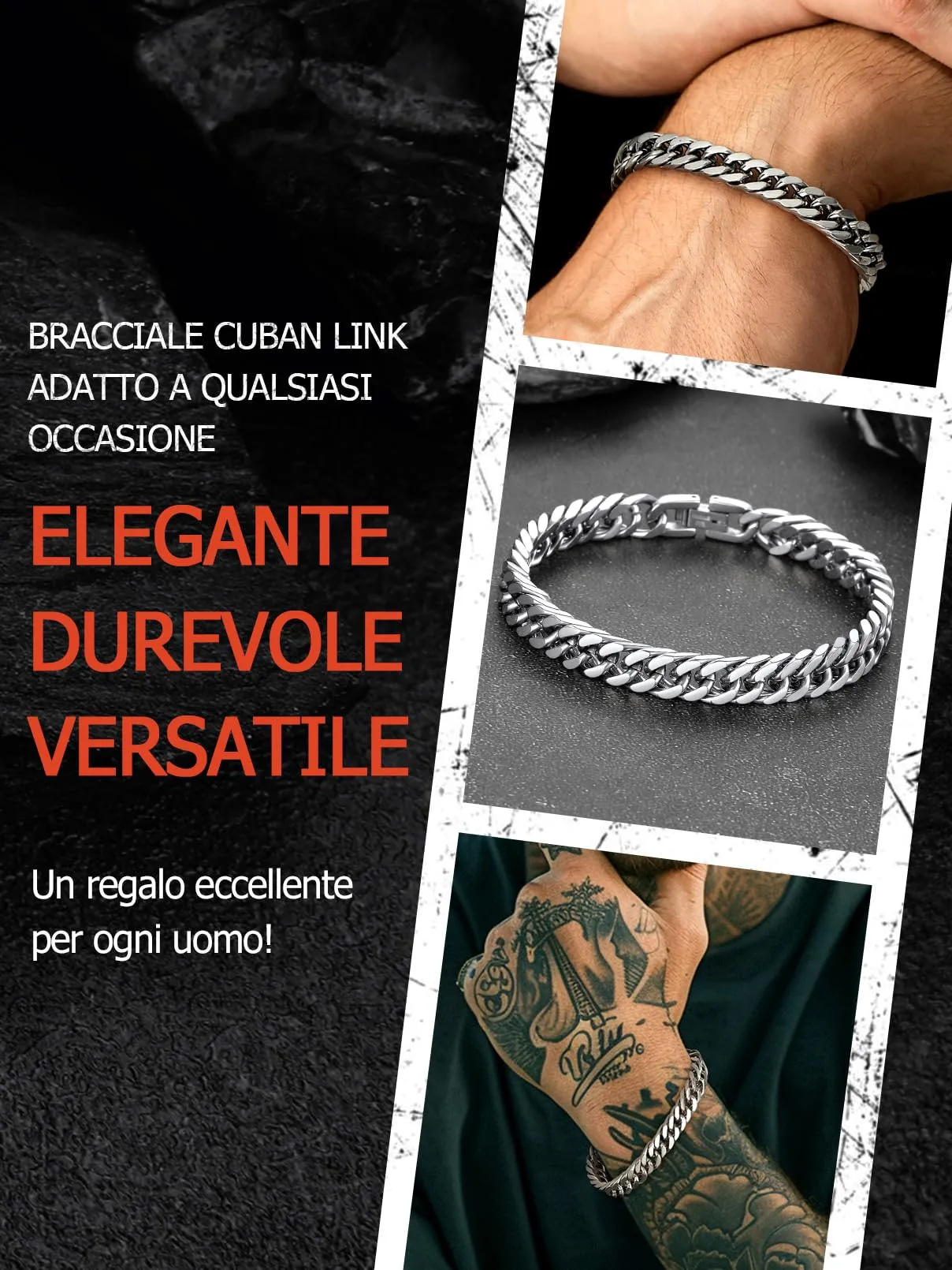 FaithHeart 8mm Bracciale Uomo Argento a Catena Cubana Classica Catena Densa Antiruggine e Antiallergico Levigato a Mano Lunghezza 19/21/23 cm - immagine 6