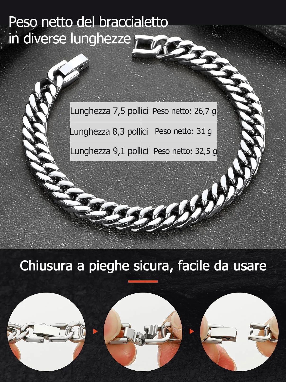 FaithHeart 8mm Bracciale Uomo Argento a Catena Cubana Classica Catena Densa Antiruggine e Antiallergico Levigato a Mano Lunghezza 19/21/23 cm - immagine 8