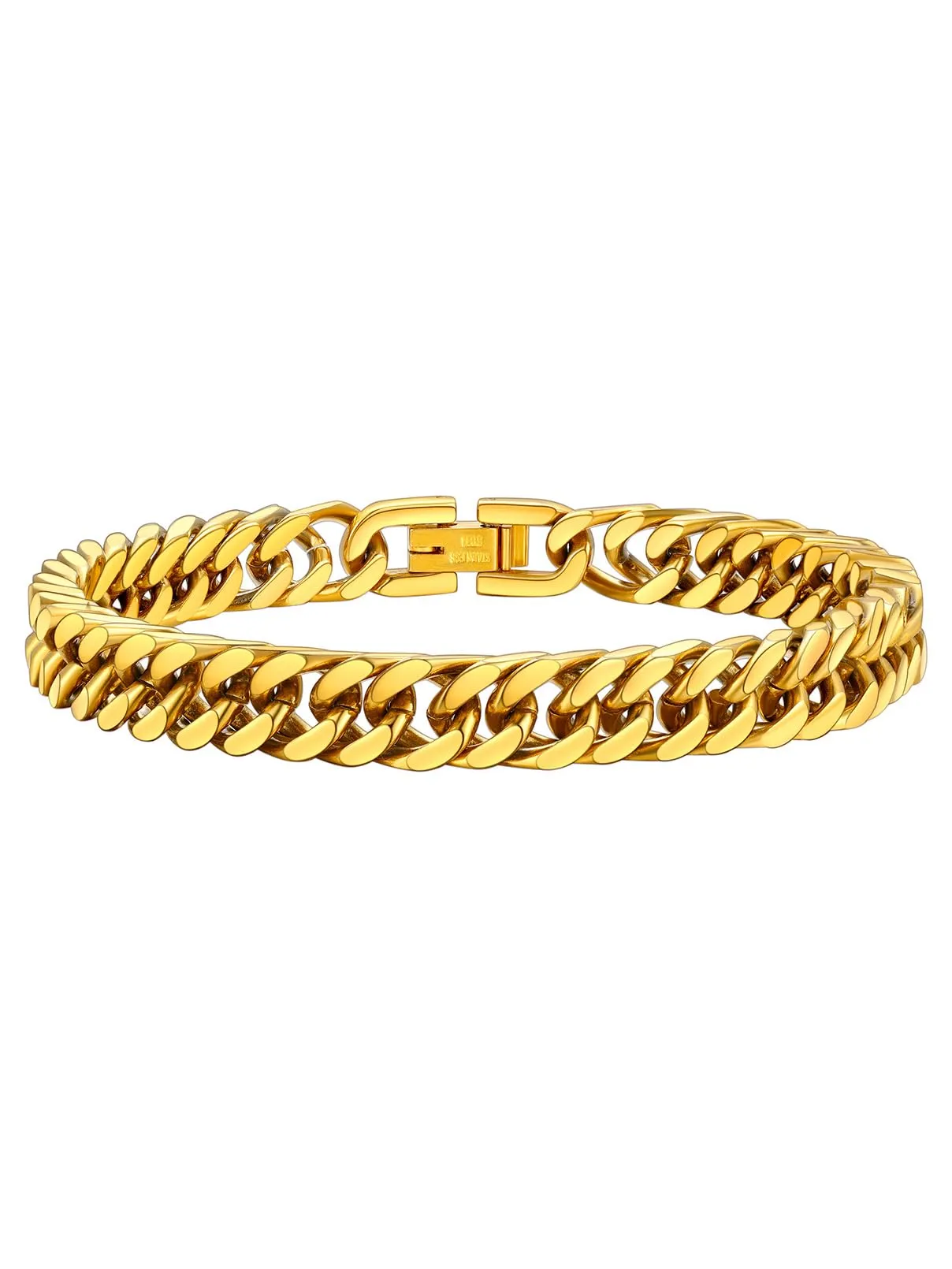 FaithHeart 8mm Bracciale Uomo Argento a Catena Cubana Classica Catena Densa Antiruggine e Antiallergico Levigato a Mano Lunghezza 19/21/23 cm - immagine 1