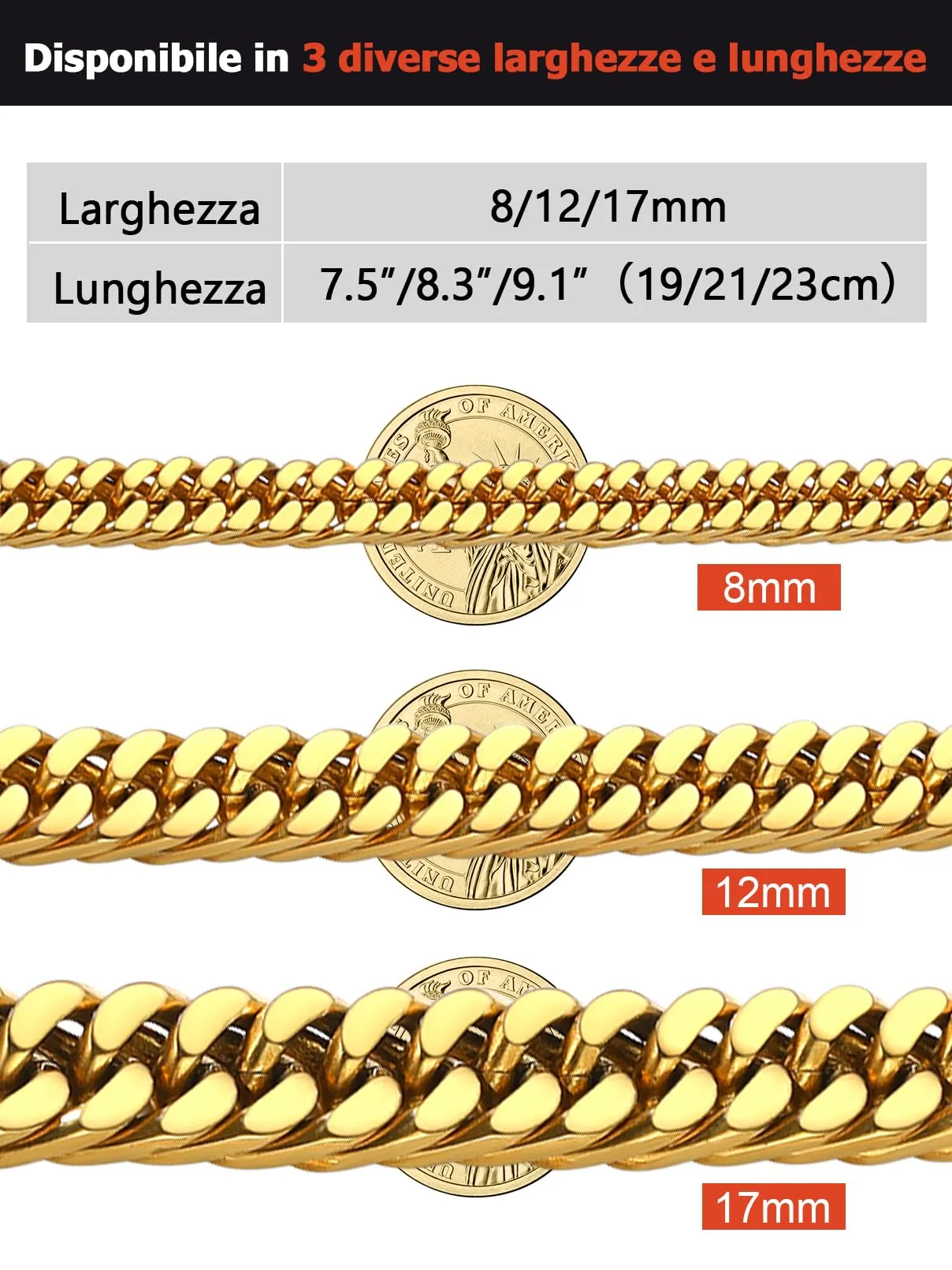 FaithHeart 8mm Bracciale Uomo Argento a Catena Cubana Classica Catena Densa Antiruggine e Antiallergico Levigato a Mano Lunghezza 19/21/23 cm - immagine 4