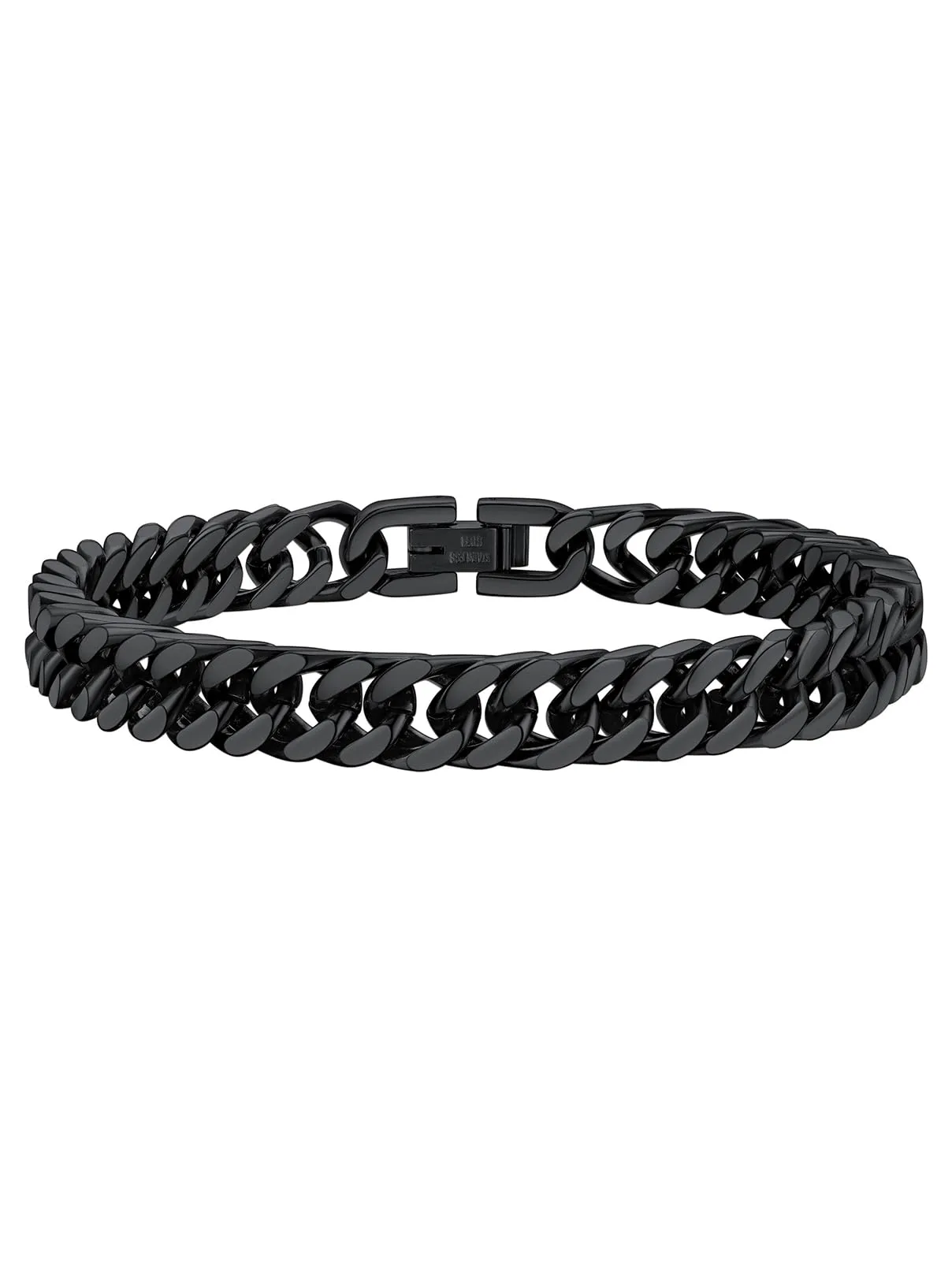 FaithHeart 8mm Bracciale Uomo Argento a Catena Cubana Classica Catena Densa Antiruggine e Antiallergico Levigato a Mano Lunghezza 19/21/23 cm - immagine 1