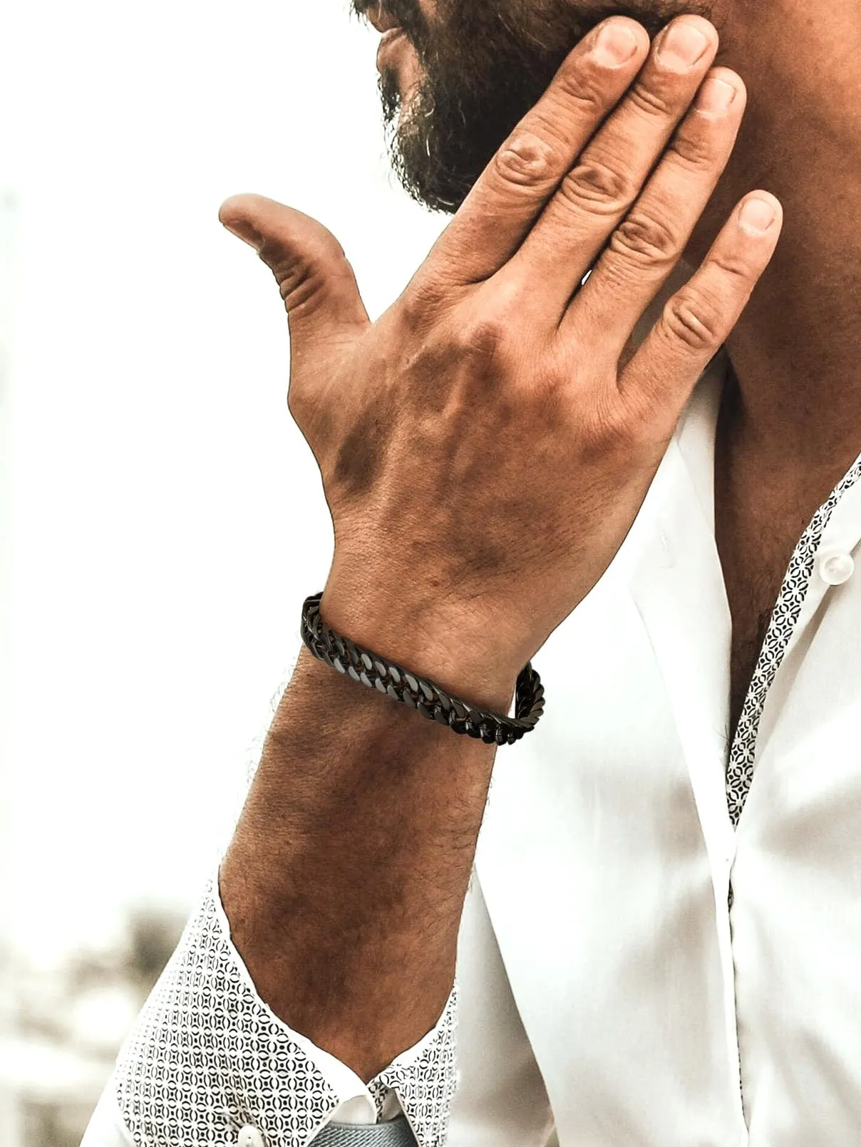 FaithHeart 8mm Bracciale Uomo Argento a Catena Cubana Classica Catena Densa Antiruggine e Antiallergico Levigato a Mano Lunghezza 19/21/23 cm - immagine 6