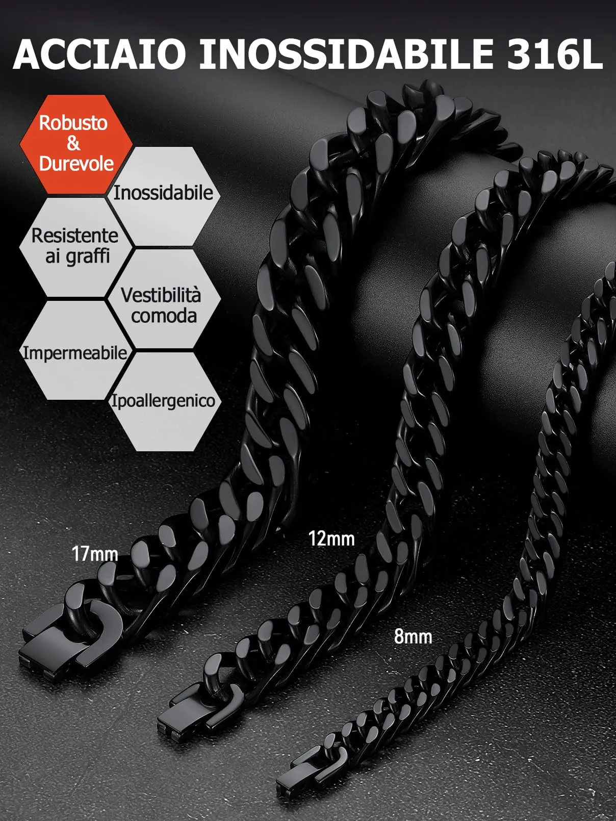 FaithHeart 8mm Bracciale Uomo Argento a Catena Cubana Classica Catena Densa Antiruggine e Antiallergico Levigato a Mano Lunghezza 19/21/23 cm - immagine 8