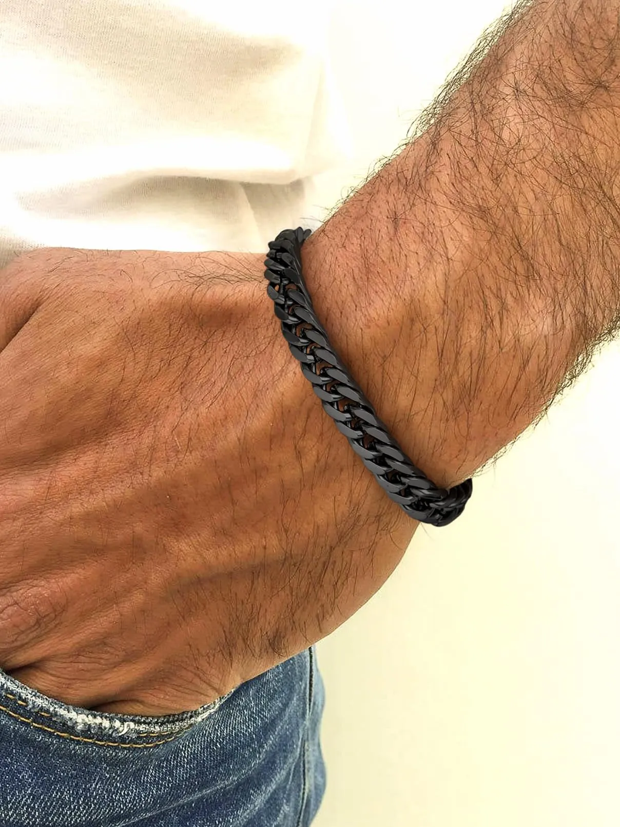 FaithHeart 8mm Bracciale Uomo Argento a Catena Cubana Classica Catena Densa Antiruggine e Antiallergico Levigato a Mano Lunghezza 19/21/23 cm - immagine 9