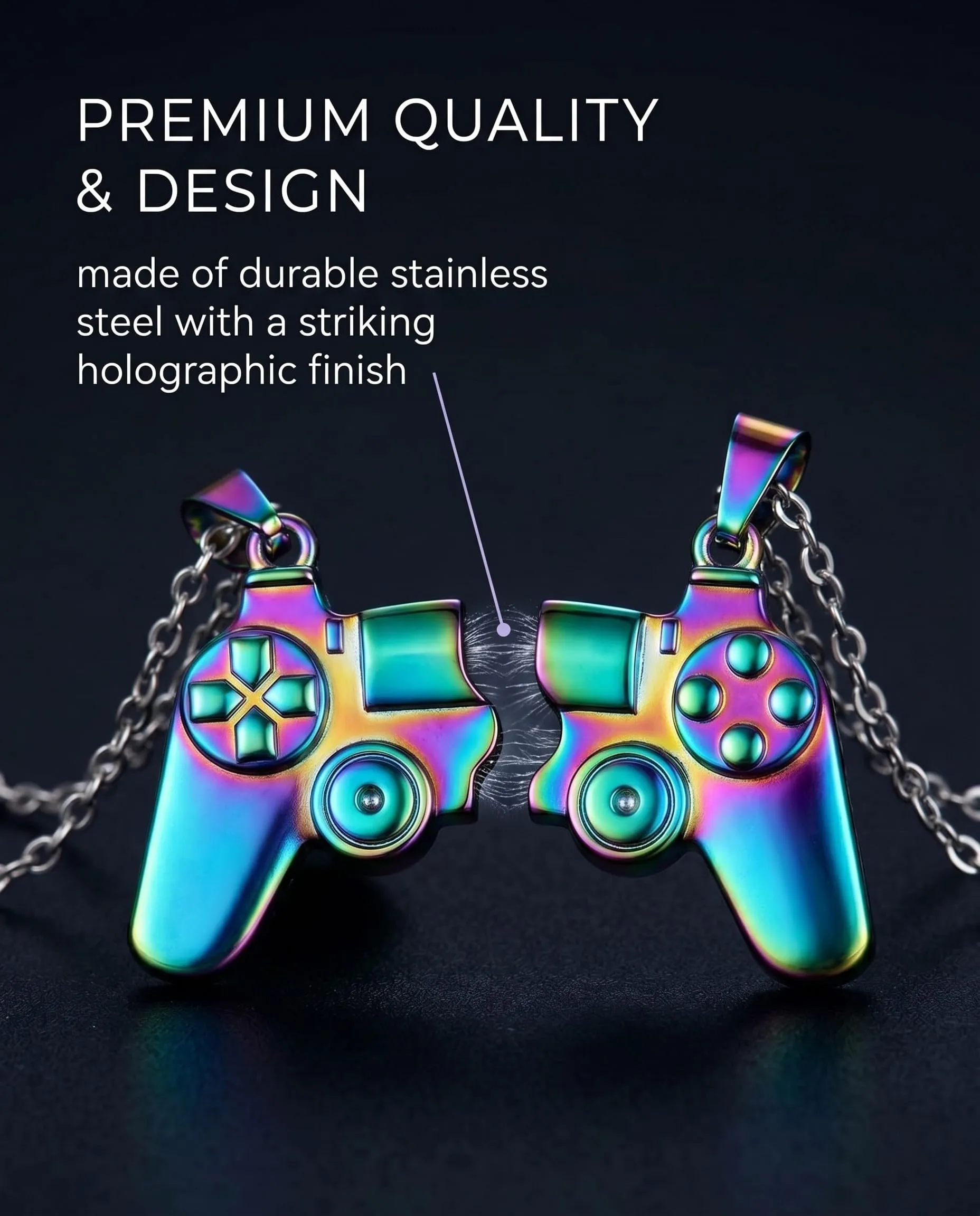 WUNZILO Collana Amicizia per 2 con Ciondolo Controller Gioco, Collana Magnetica, BFF Magnetica in Colore, Collana Calamita, Gioiello per Gamer, Regalo per Migliori Amiche e Coppie - immagine 5