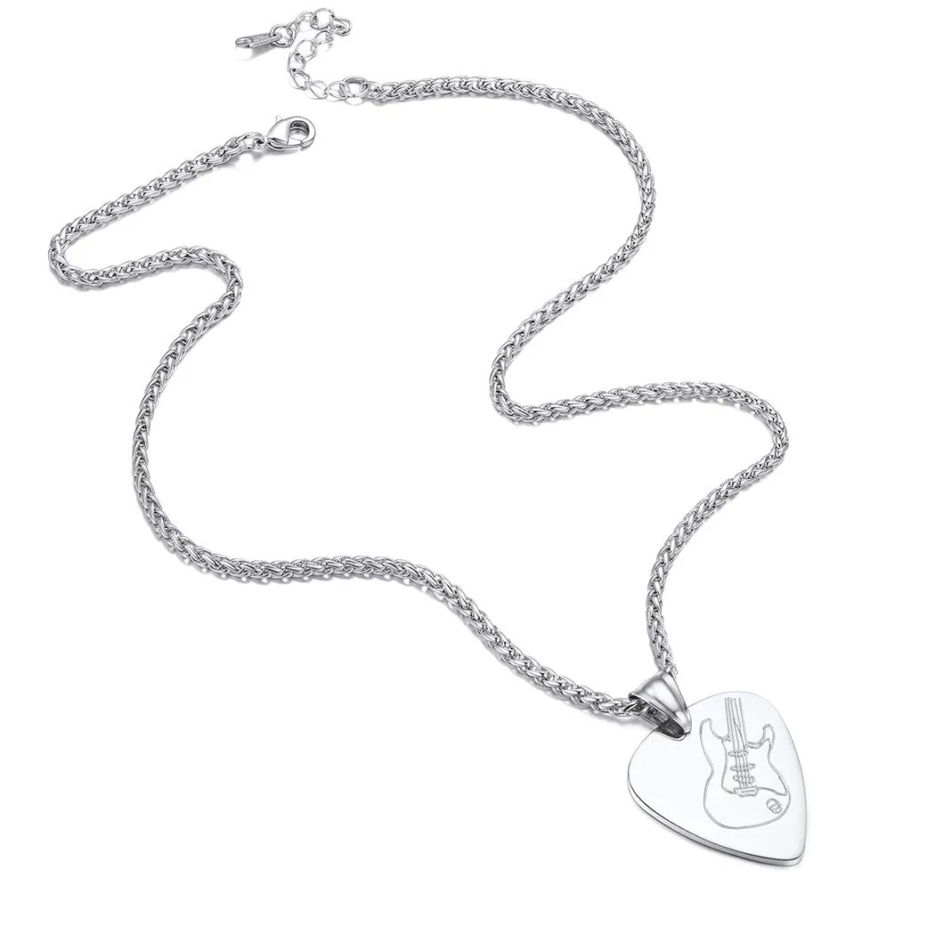 Suplight Collana Acciaio Uomo Donna Collana Chitarra Plettro Acciaio Con Confezione Regalo - immagine 5