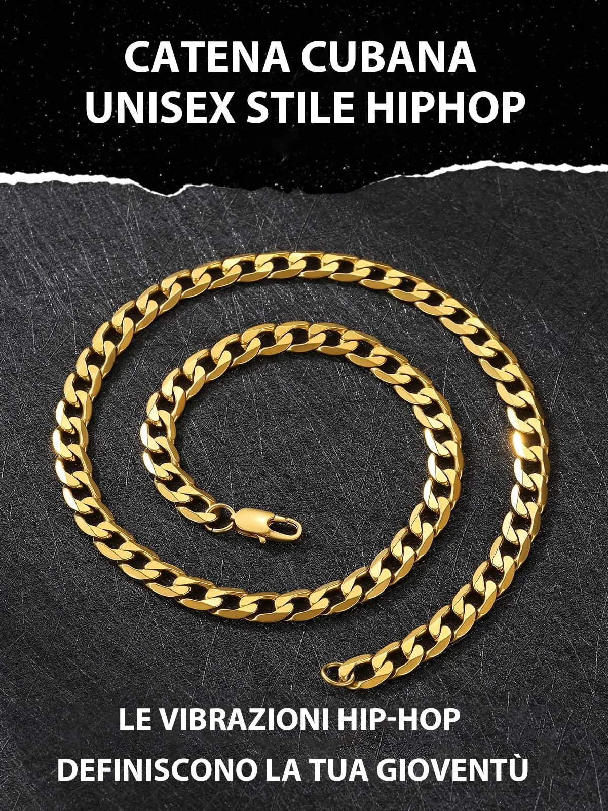 GoldChic Jewelry Collana a Catena Grumetta In Acciaio Inossidabile, 9 MM Di Spessore, Collegamento Cubano Hip Hop Jewerly Per Rapper - immagine 6