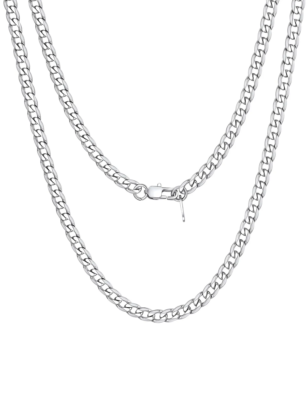 GoldChic Jewelry Collana a Catena Cubana Piatta, Catene Di Base a Maglia Grumetta In Acciaio Da 4 mm Con Confezione Regalo - immagine 1
