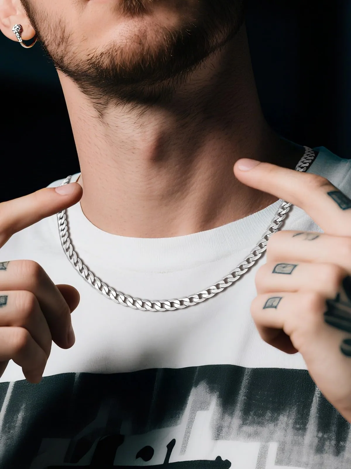 GoldChic JEWELRY Collana Acciaio Uomo a Catena Cubana da 6 mm, Collana Catena Maglia Cubana Hip Hop in Acciaio Inossidabile 316L Girocollo Uomo Acciaio 46CM Collana Ragazzo Regalo per Ragazzo - immagine 4