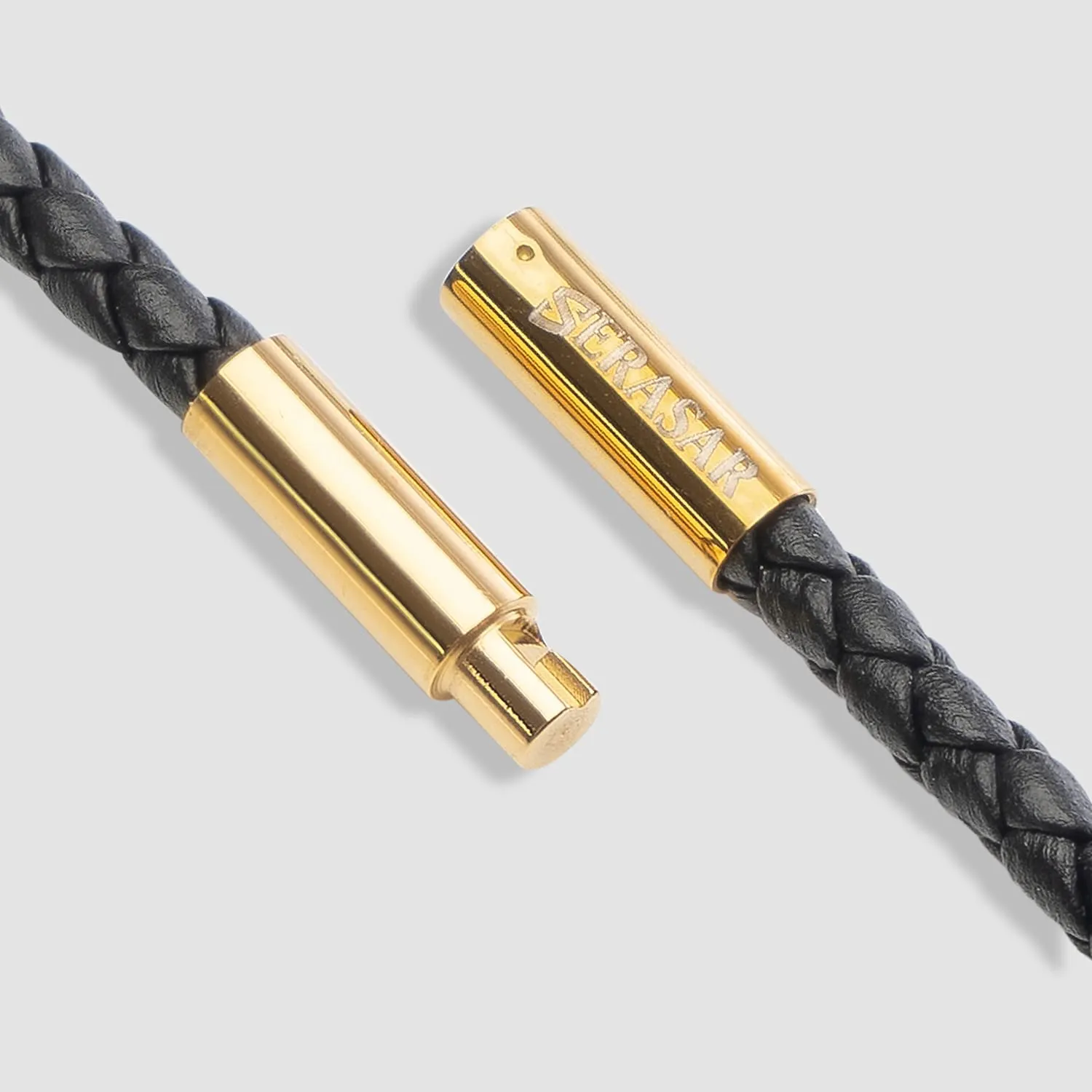 SERASAR Collana Uomo Pelle Dente di Lupo Oro Talismano Acciaio 316L 50cm - immagine 5