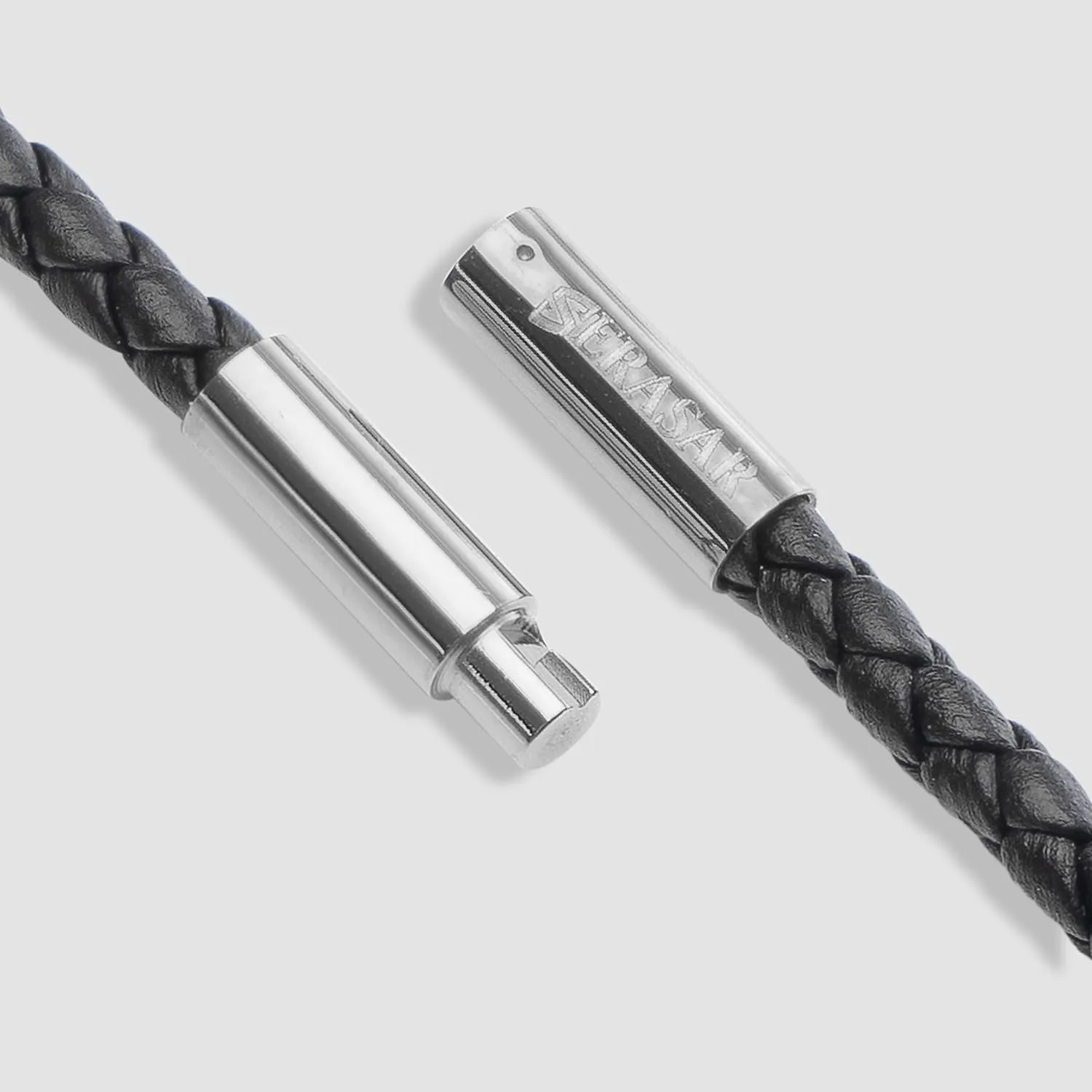 SERASAR Collana Uomo Pelle Dente di Lupo Argento Acciaio 316L Elegante 50cm - immagine 5