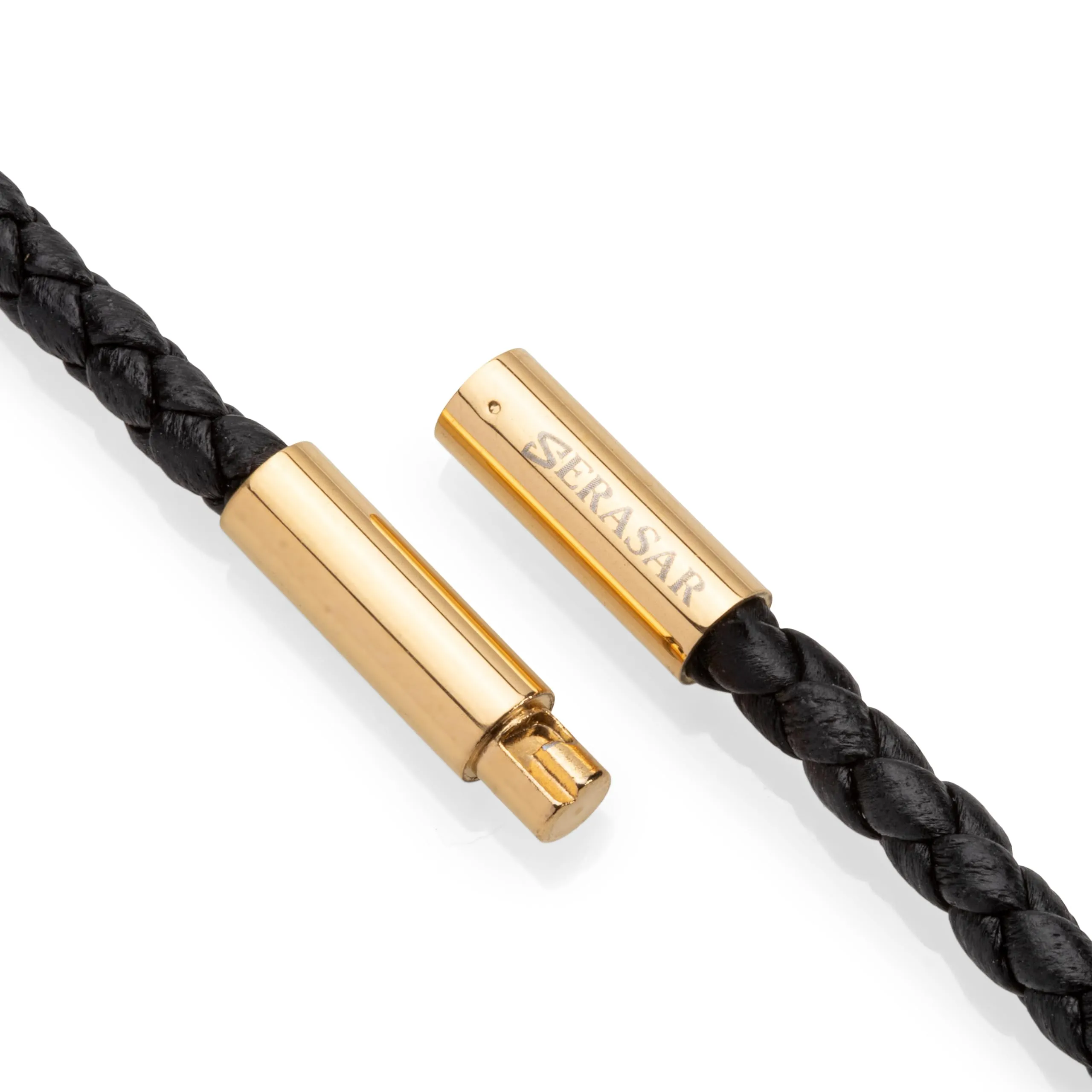 SERASAR Collana Uomo Pelle Freccia Oro Catena Cuoio Compleanno Dorata 60cm - immagine 5
