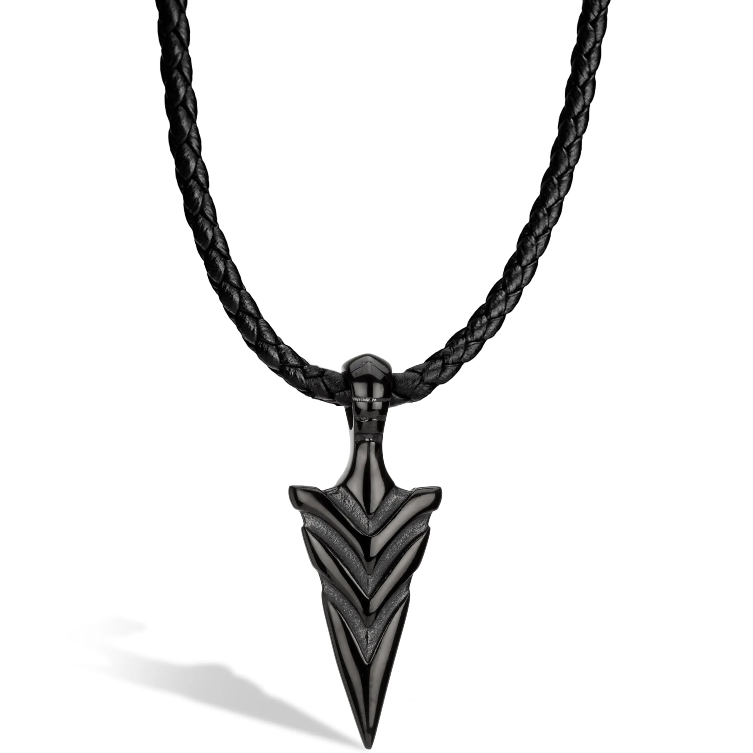SERASAR Collana Uomo Pelle Freccia Nero Tribale Amuleto Anniversario 60cm - immagine 1