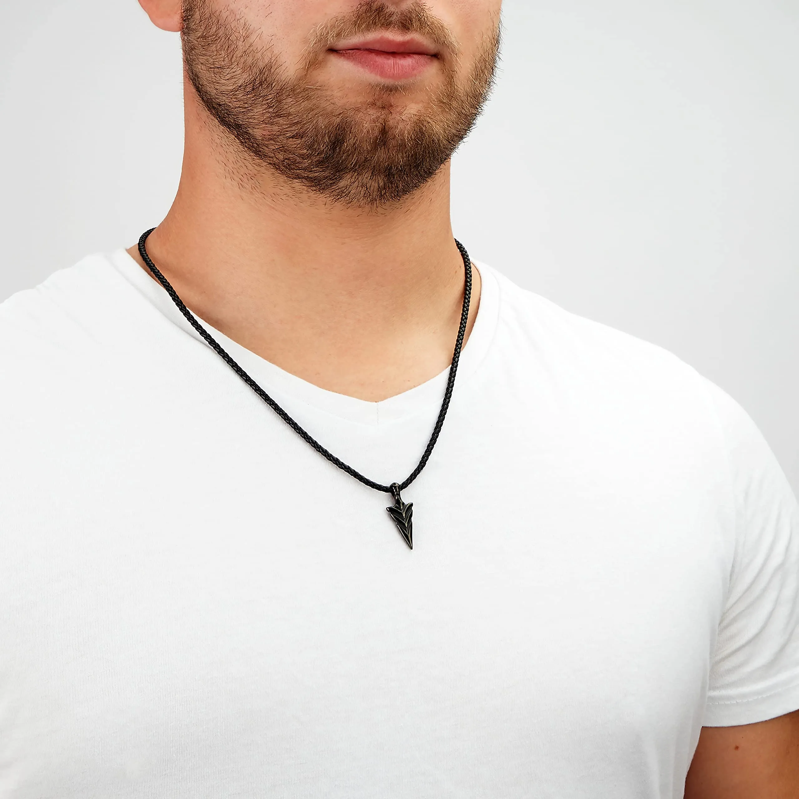 SERASAR Collana Uomo Pelle Freccia Nero Tribale Amuleto Anniversario 60cm - immagine 3