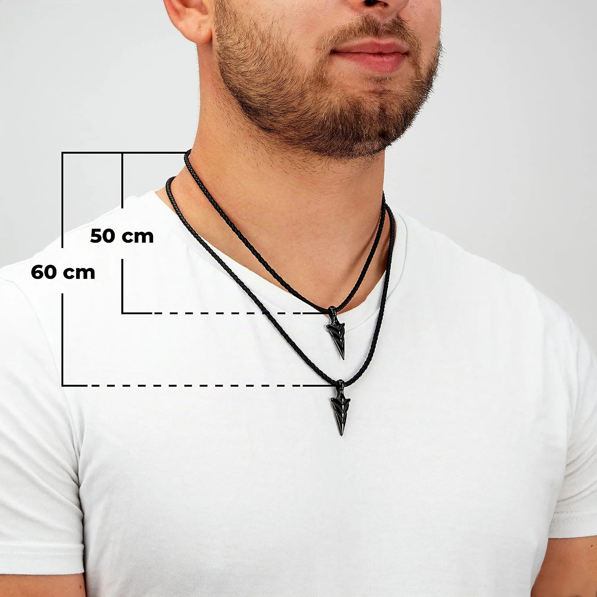 SERASAR Collana Uomo Pelle Freccia Nero Tribale Amuleto Anniversario 60cm - immagine 4