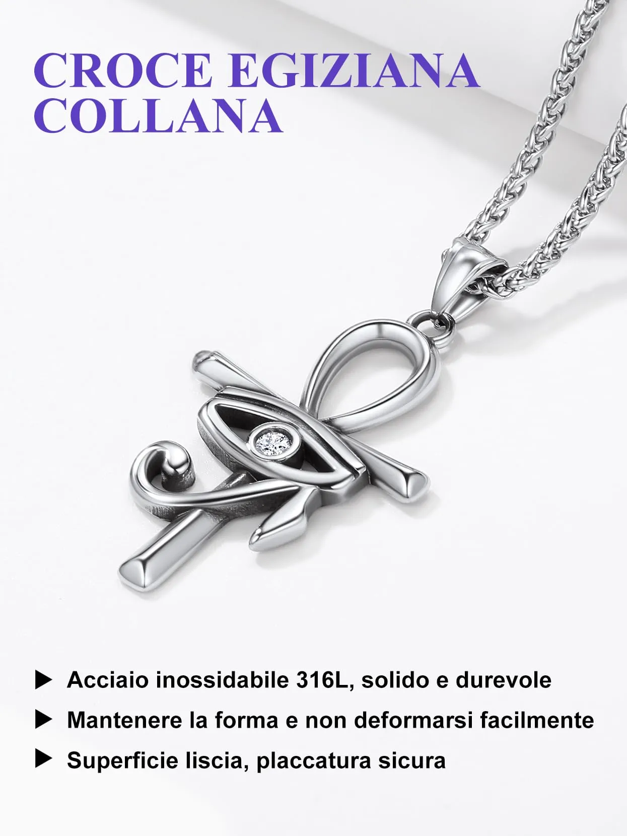 Richsteel Egiziano Ankh Collana Pendente Croce di Ankh dall'Egitto Acciaio Inossidabile/Oro/Nero Catena 55+5 cm Gioielli Africani Fantasia Regalo Originale per Donna Uomo Adolescente Ragazzi - immagine 8