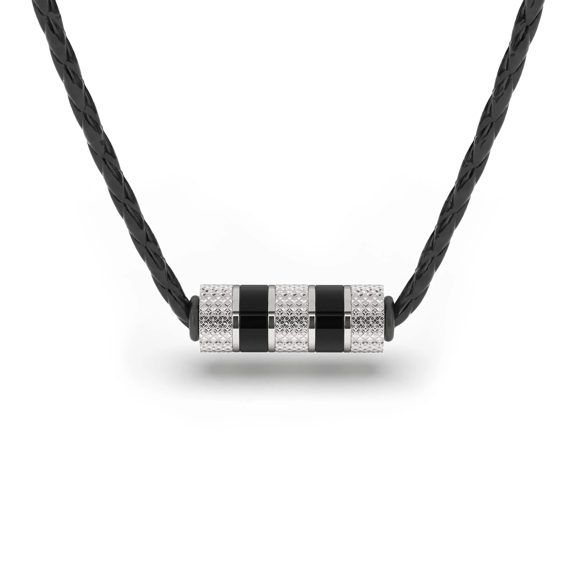 SERASAR Collana Uomo Pelle Ciondolo Argento Elegante Regalo Marito 60cm - immagine 1