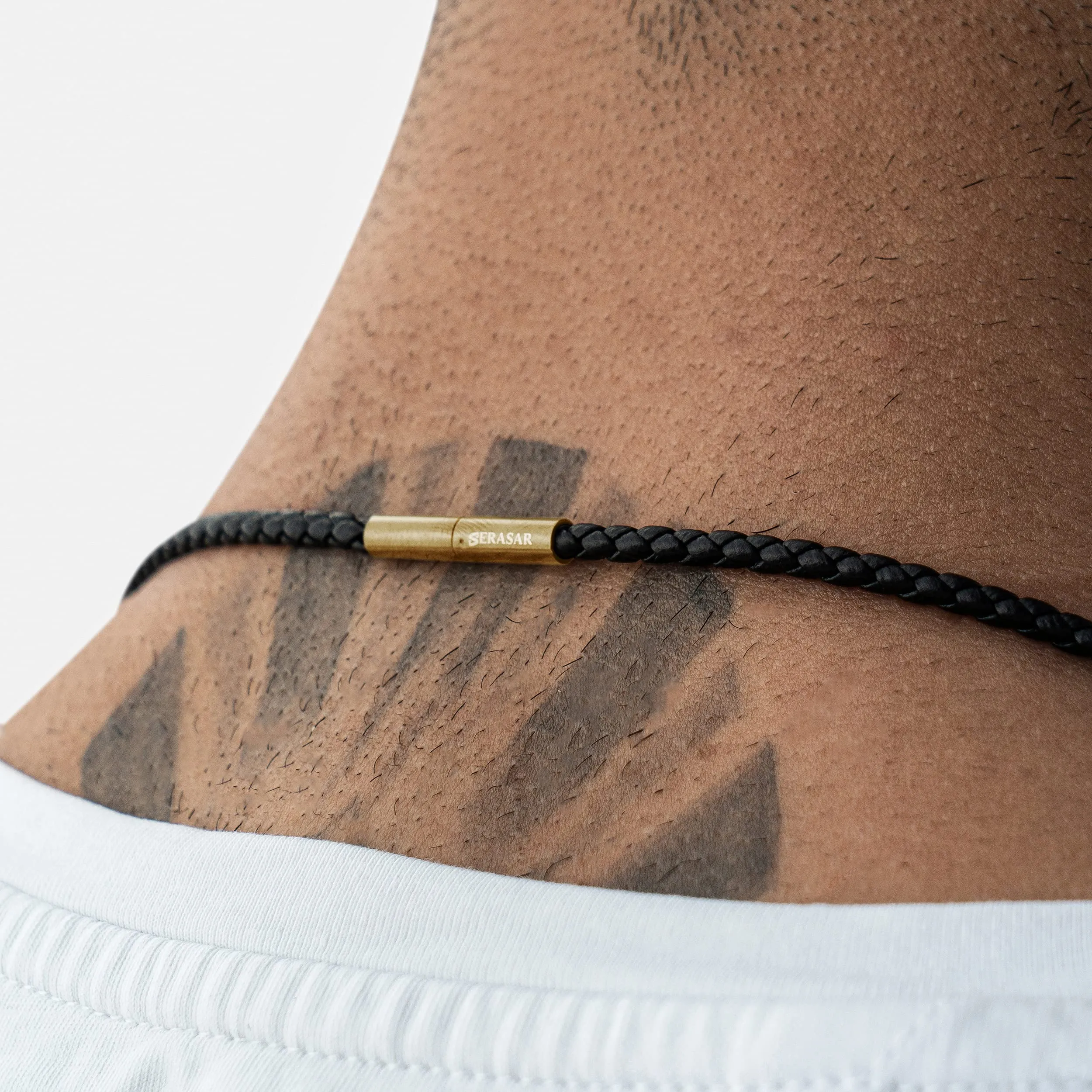 SERASAR Collana Uomo Cuoio Teschio Oro Acciaio Talismano Ragazzo 316L 50cm - immagine 7