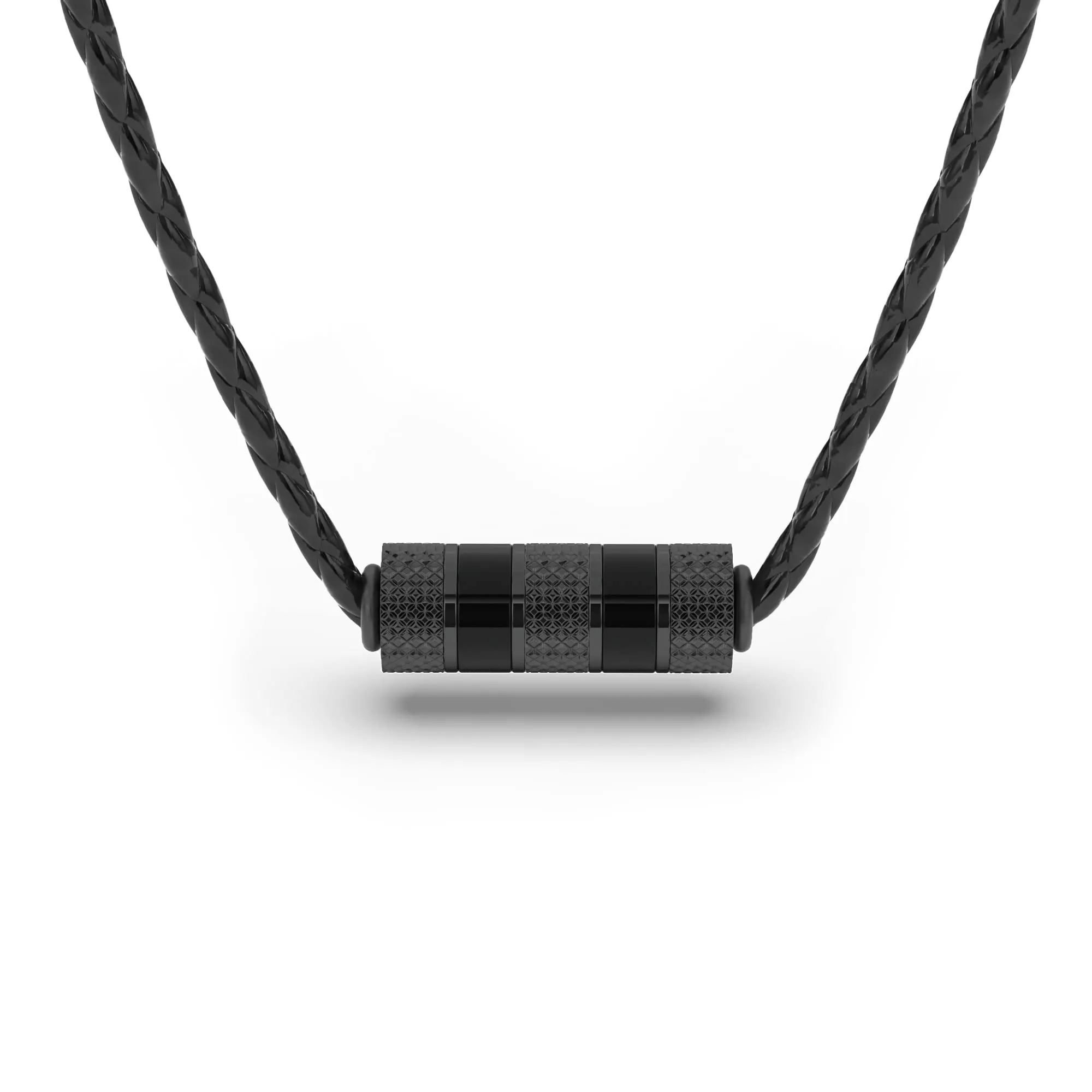 SERASAR Collana Uomo Cuoio Ciondolo Nero Acciaio Moderno Regalo Papà 60cm - immagine 1