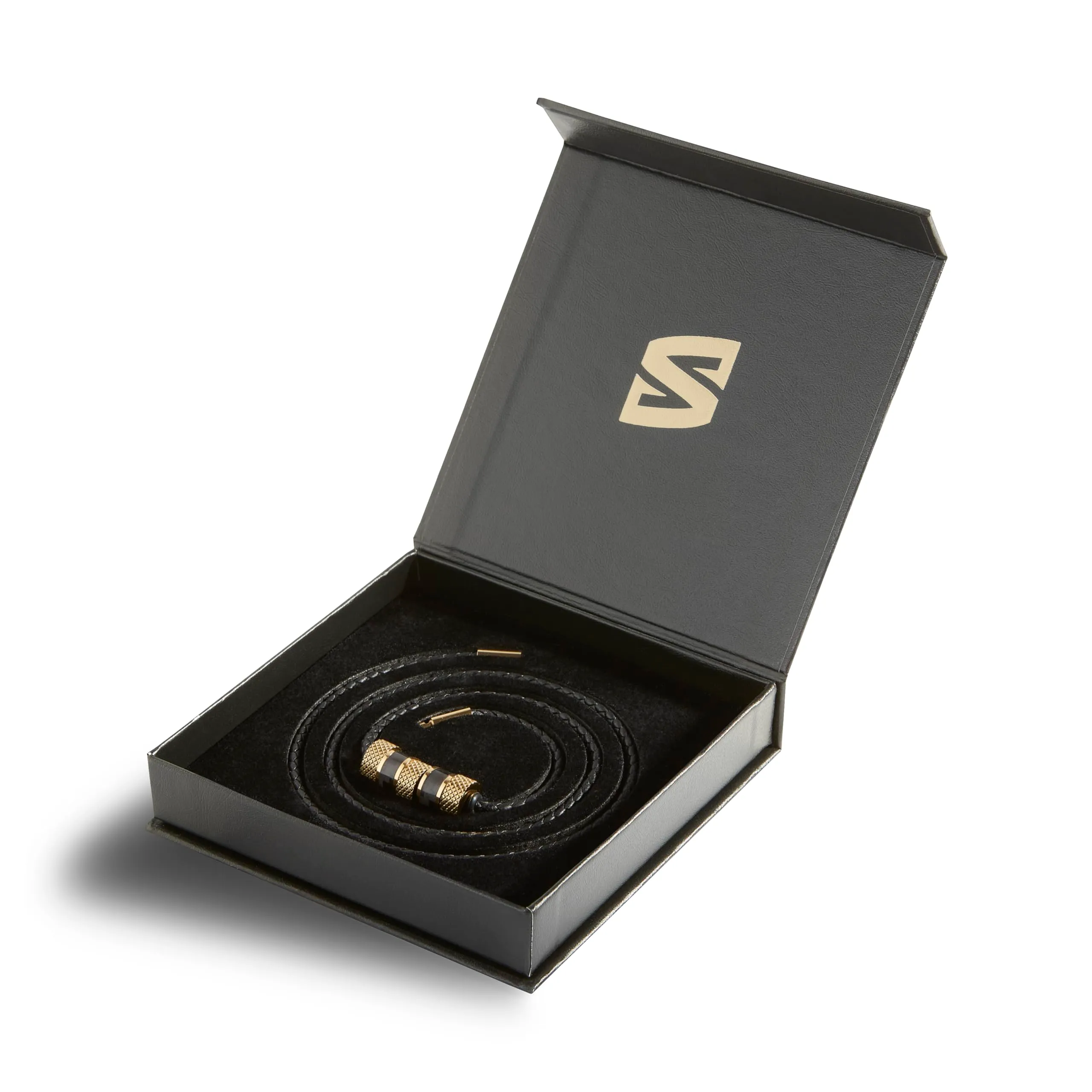 SERASAR Collana Uomo Pelle Ciondolo Oro Acciaio Inossidabile Dorata 60cm - immagine 2