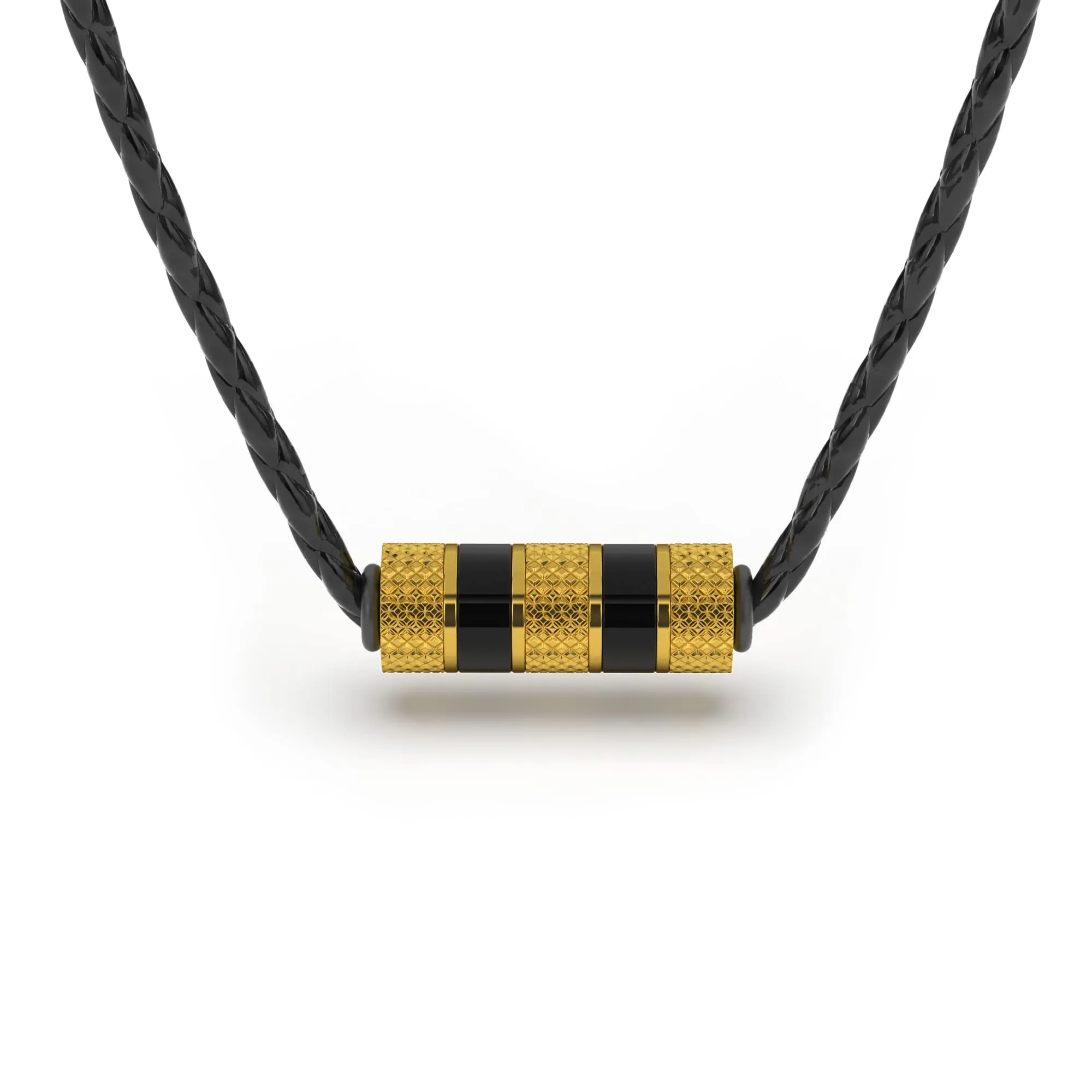 SERASAR Collana Uomo Cuoio Ciondolo Oro Acciaio Talismano Premio 50cm - immagine 1