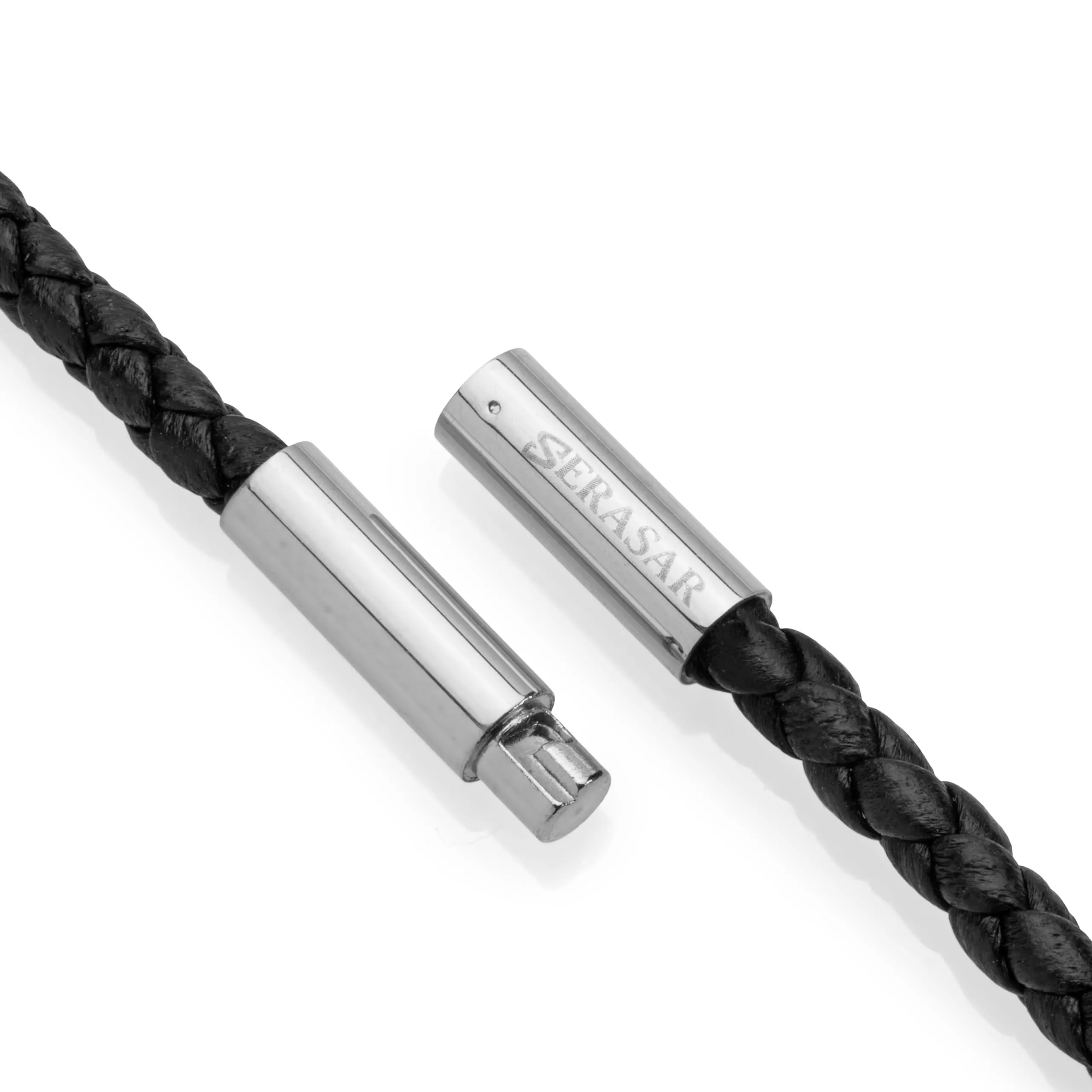 SERASAR Collana Uomo Pelle Teschio Argento Morte Gotico Regalo Marito 60cm - immagine 5