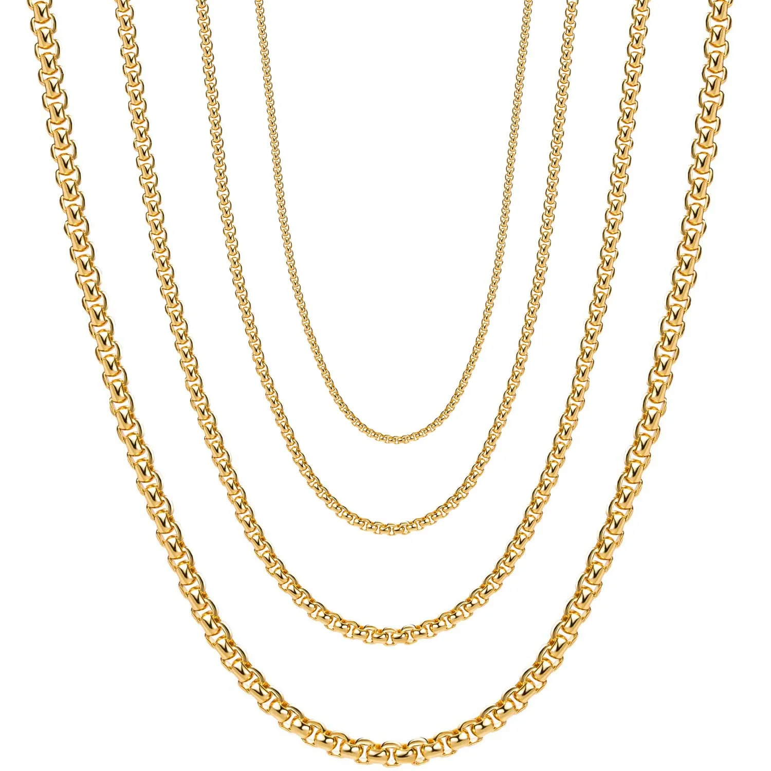 OSTAN Collana da uomo e da donna, in acciaio inox e argento, con ciondolo veneziano, larghezza 2/3/4/5 mm, lunghezza 45-80 cm, Acciaio inossidabile - immagine 1