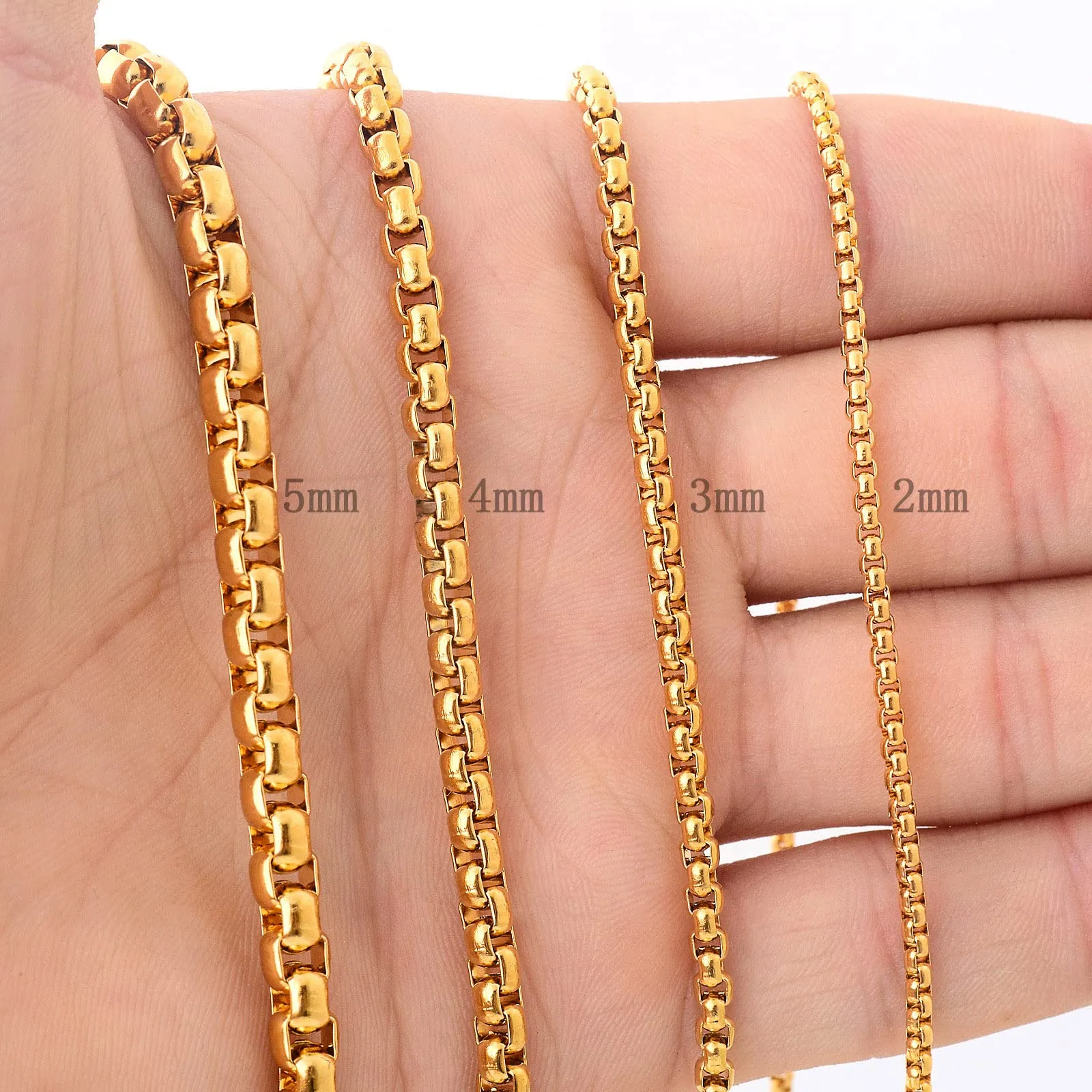 OSTAN Catenina da uomo e donna, in acciaio inox, color argento, larghezza: 2/3/4/5 mm, lunghezza: 45 – 80 cm, Acciaio inossidabile - immagine 2