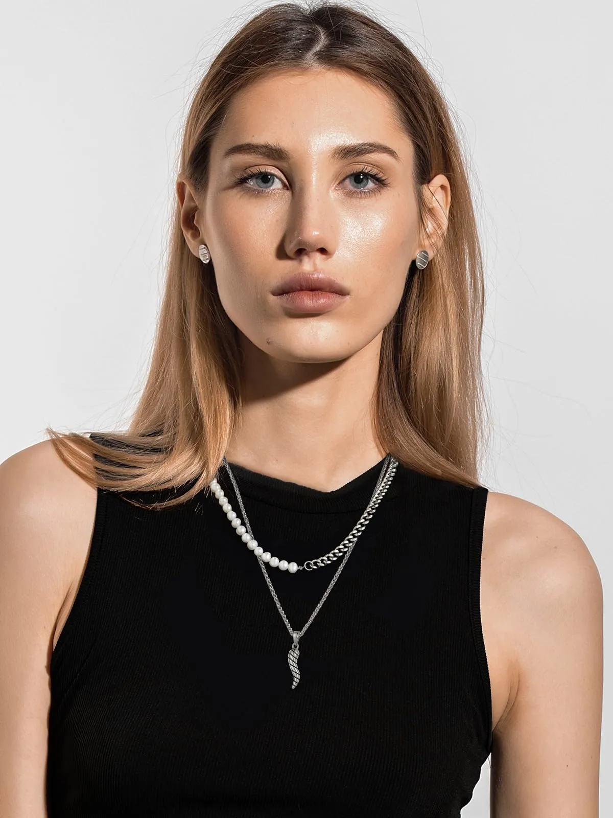 U7 Collana Uomo Portafortuna Corno Italiano 40mm Acciaio Inossidabile - immagine 3