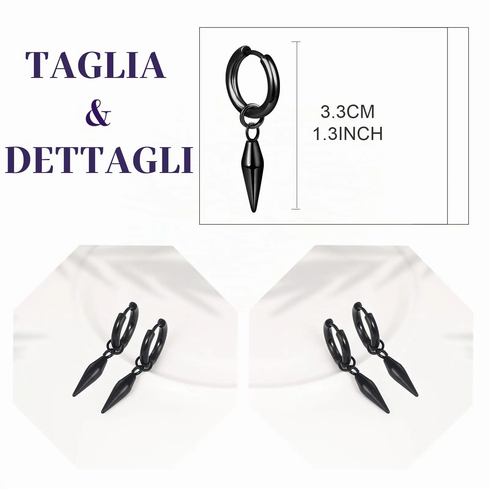 feilok In acciaio inossidabile Uomini Donne Stud Orecchini Set Ear Piercing Barbell Ear Plugs - immagine 2