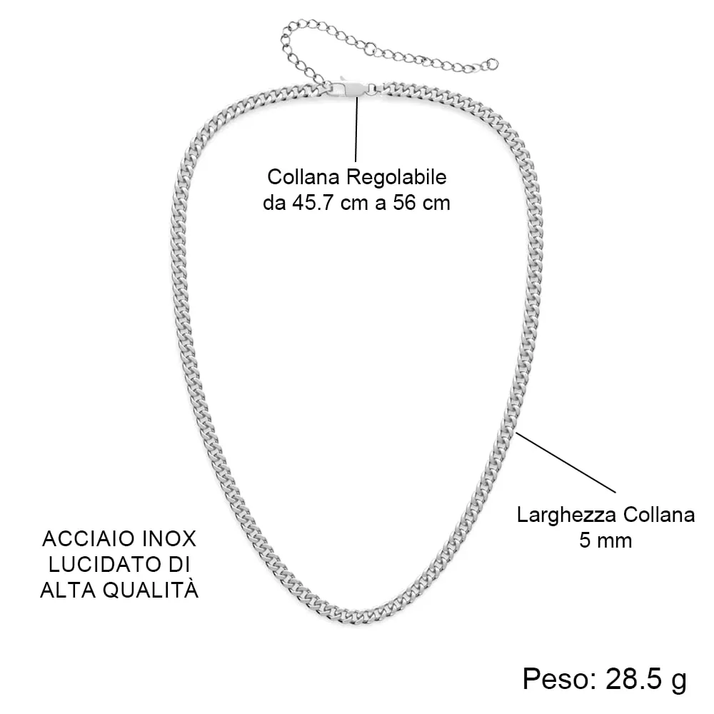 Bramart Collana Cubana Uomo - Idee Regali anniversario (Grigio - Anima Gemella, Acciaio inossidabile lucidato) - immagine 6