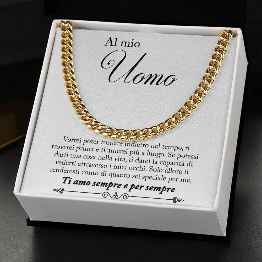 Bramart Collana Uomo Marito Fidanzato Ragazzo sei speciale Ti amo tanto - Idee Regali per lui per Natale anniversario - Cofanetto con DEDICA incluso (Oro - Uomo, Acciaio inossidabile lucidato) - immagine 2