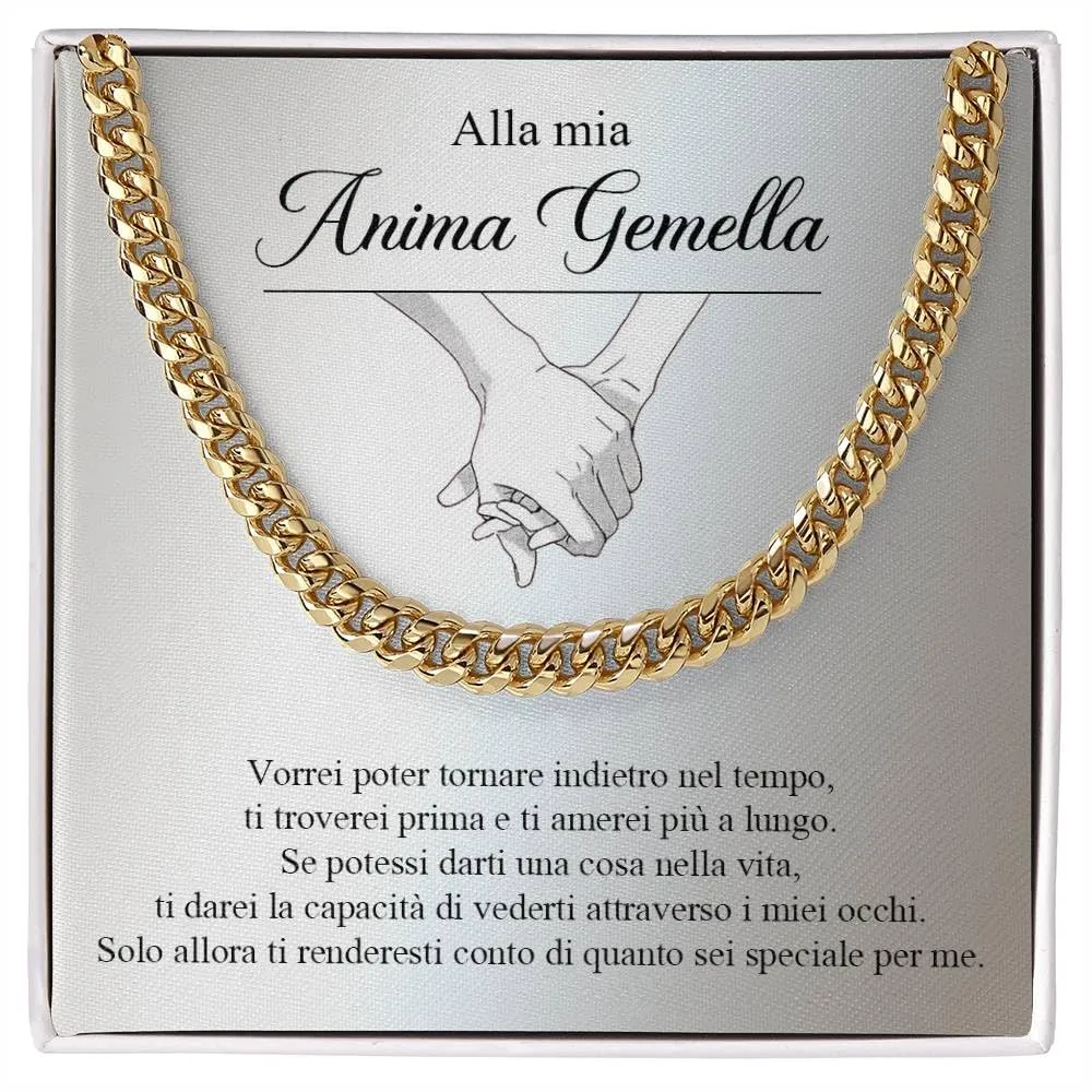 Collana Uomo Marito Fidanzato Ragazzo sei speciale Ti amo tanto - Idee Regali per lui per Natale anniversario - Cofanetto con DEDICA incluso (Oro - Anima Gemella, Acciaio inossidabile lucidato) - immagine 1