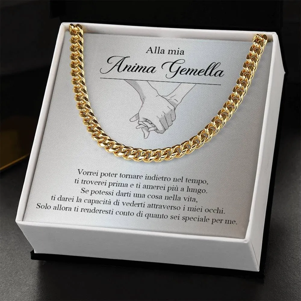 Collana Uomo Marito Fidanzato Ragazzo sei speciale Ti amo tanto - Idee Regali per lui per Natale anniversario - Cofanetto con DEDICA incluso (Oro - Anima Gemella, Acciaio inossidabile lucidato) - immagine 2