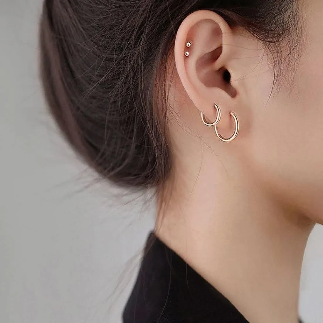 LICHUANUK 5 Paia Orecchini Acciaio Inossidabile di Orecchini Cerchio Piccoli per Uomini e Donne Ipoallergenici Set di Orecchini 8-16 mm (Oro rosa) - immagine 6