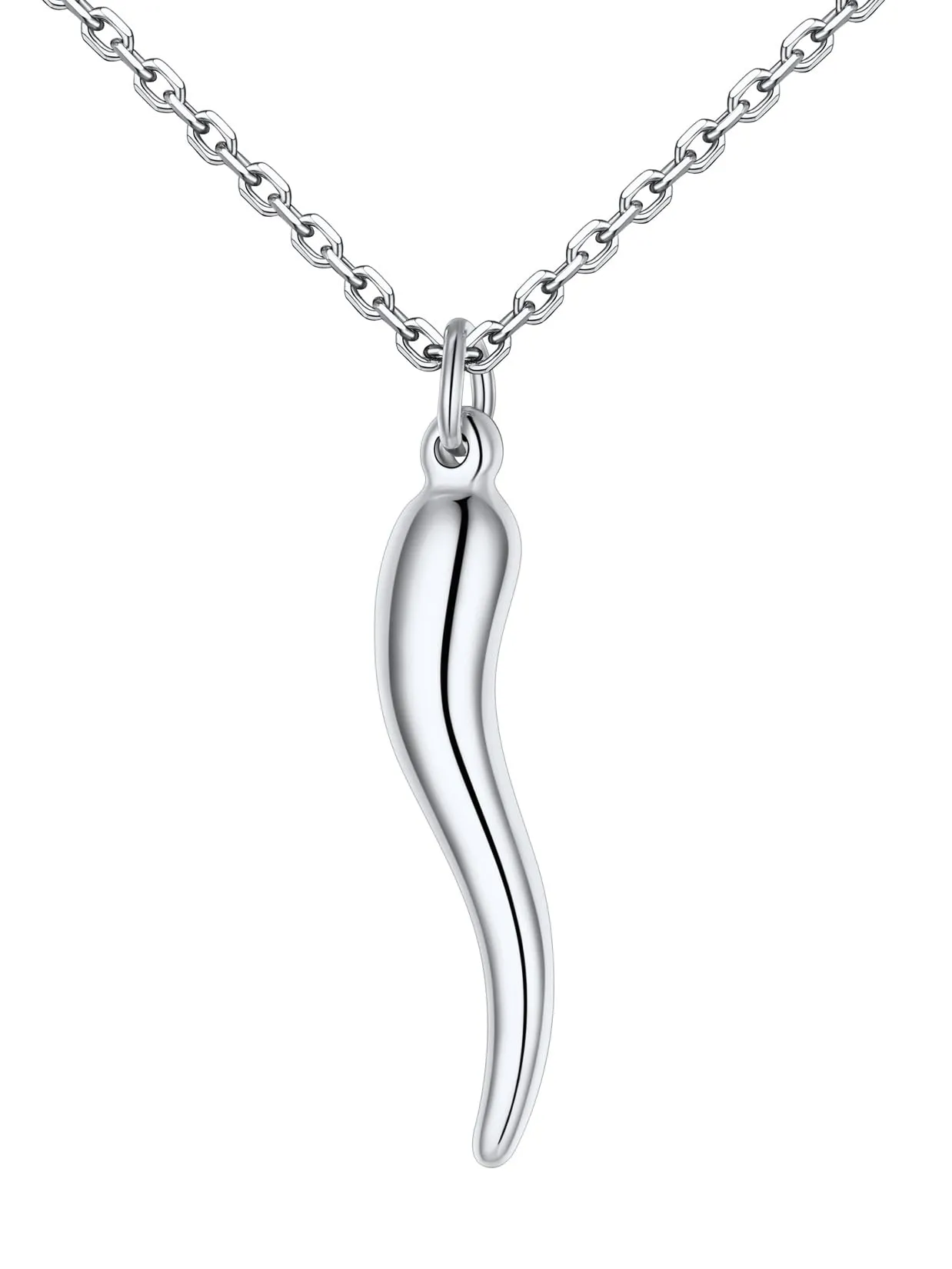U7 Collana Uomo Portafortuna Corno Italiano 31mm Acciaio Inossidabile - immagine 1