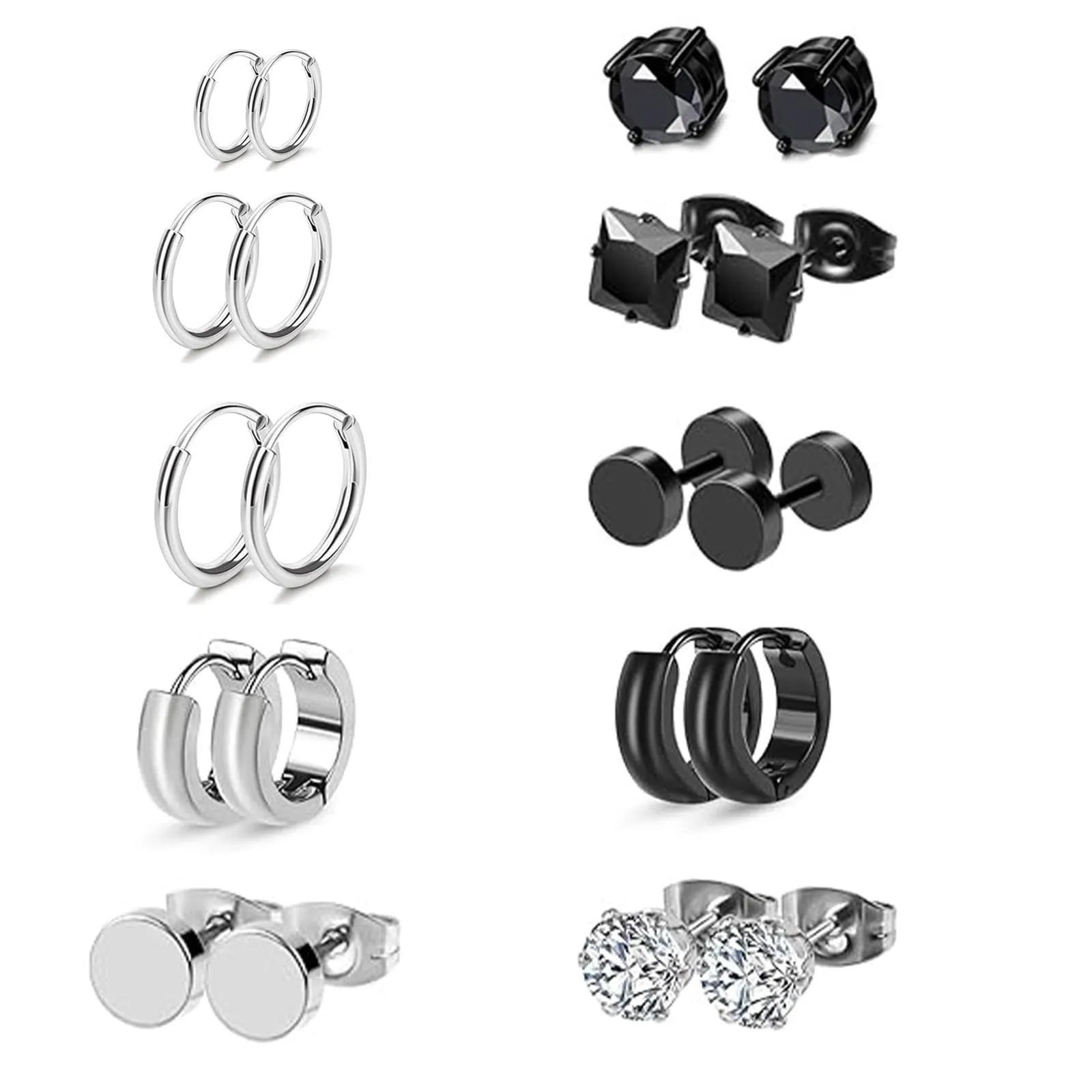 Yolistar 10 Paia Orecchini Orecchino, Magnetici 6 Mm, Finti, Acciaio Inossidabile, a Vite, a Cerchio, per Donne e Uomini - immagine 1