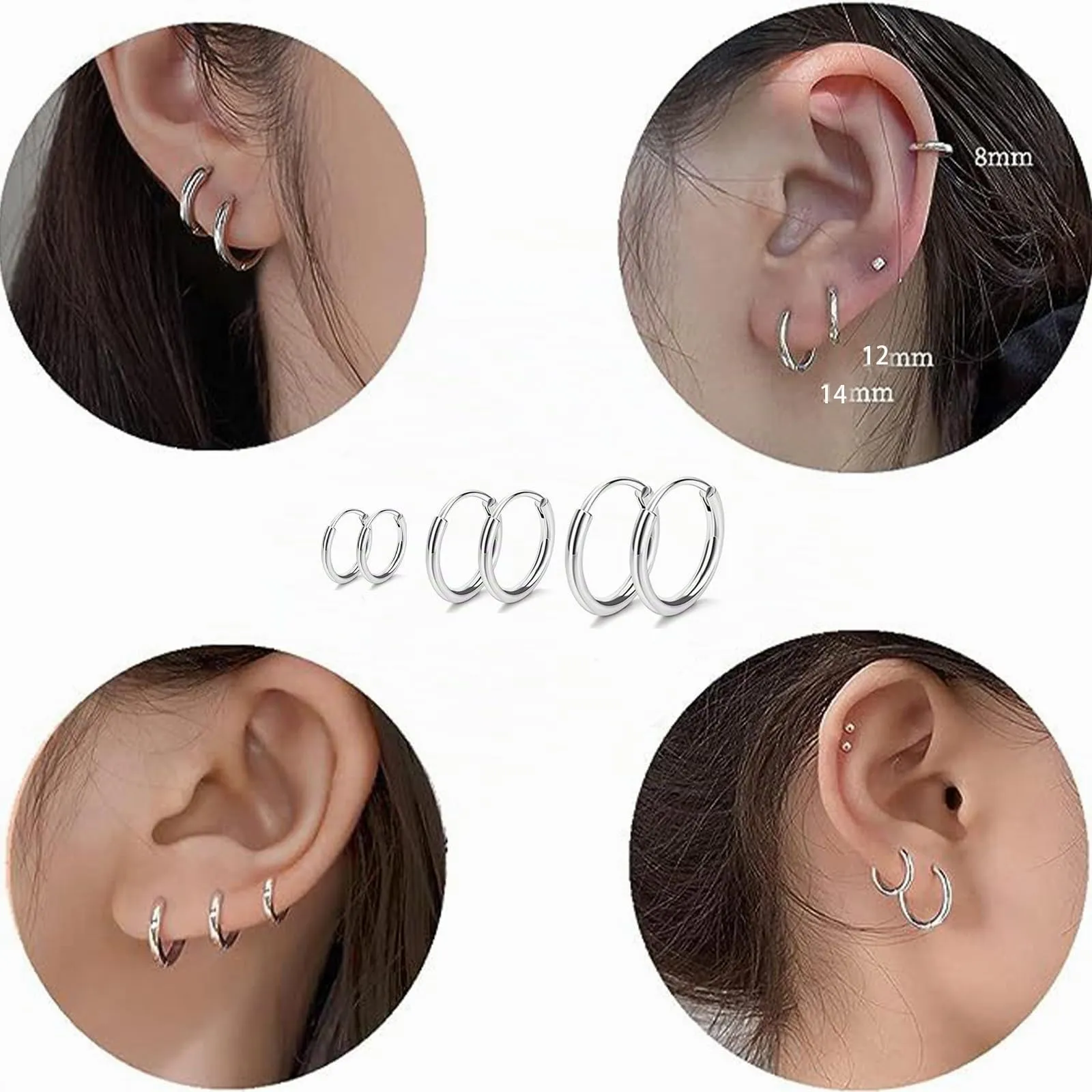 Yolistar 10 Paia Orecchini Orecchino, Magnetici 6 Mm, Finti, Acciaio Inossidabile, a Vite, a Cerchio, per Donne e Uomini - immagine 5