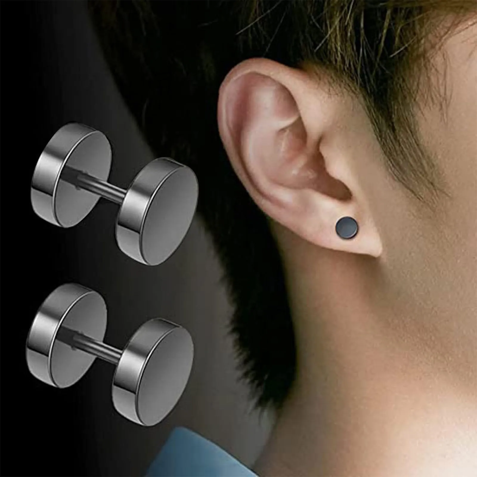 Yolistar 10 Paia Orecchini Orecchino, Magnetici 6 Mm, Finti, Acciaio Inossidabile, a Vite, a Cerchio, per Donne e Uomini - immagine 6