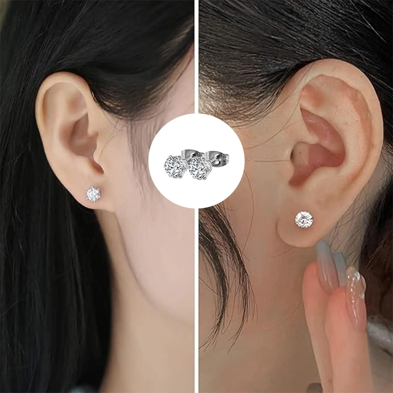 Yolistar 10 Paia Orecchini Orecchino, Magnetici 6 Mm, Finti, Acciaio Inossidabile, a Vite, a Cerchio, per Donne e Uomini - immagine 7