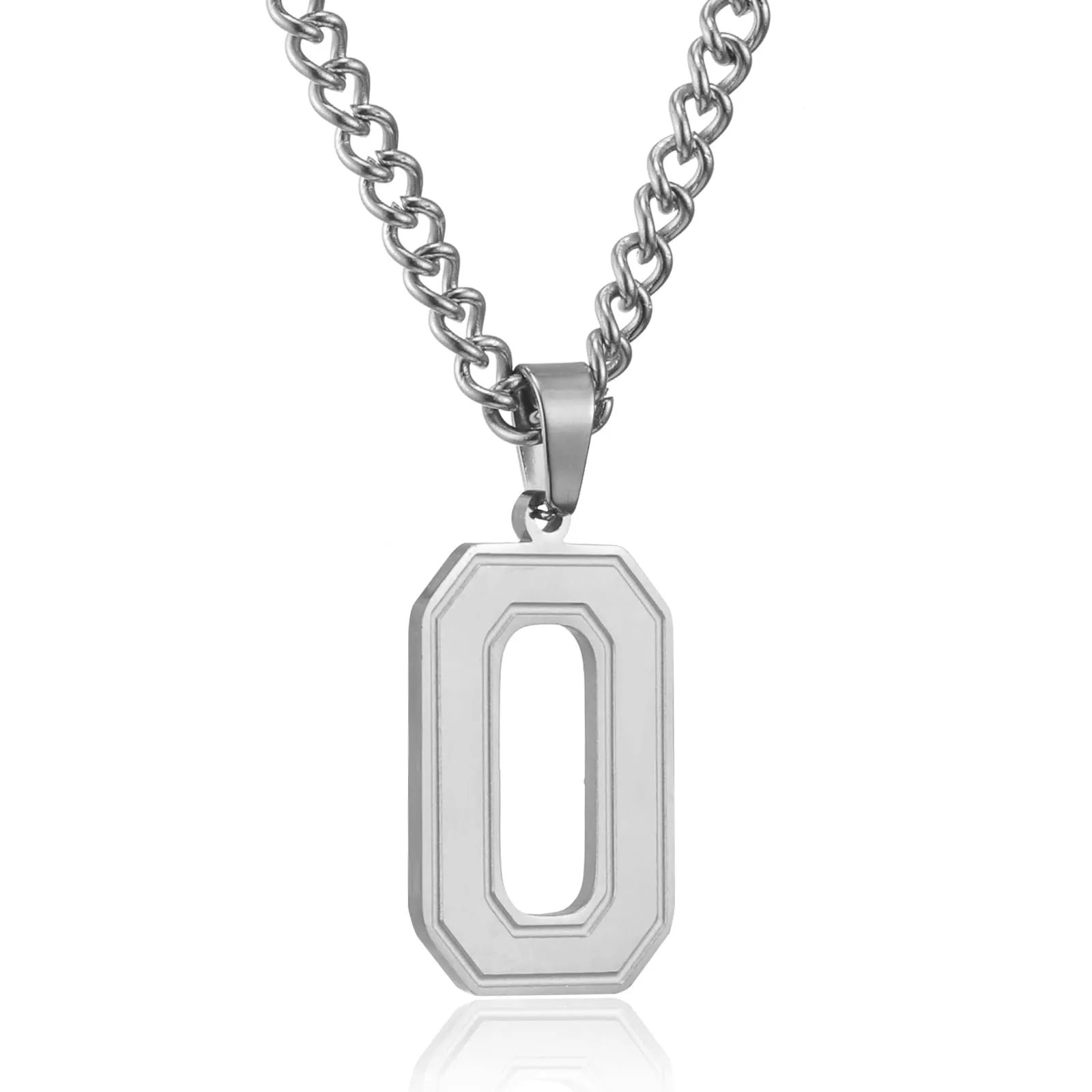 RWQIAN Collana Uomo con Lettera Ciondelli Argento Acciaio Inossidabile Iniziale Lettere O Collana Pendente 60cm Pasche Festa del Padre Anniversario Regali per Uomo Ragazzi - immagine 1