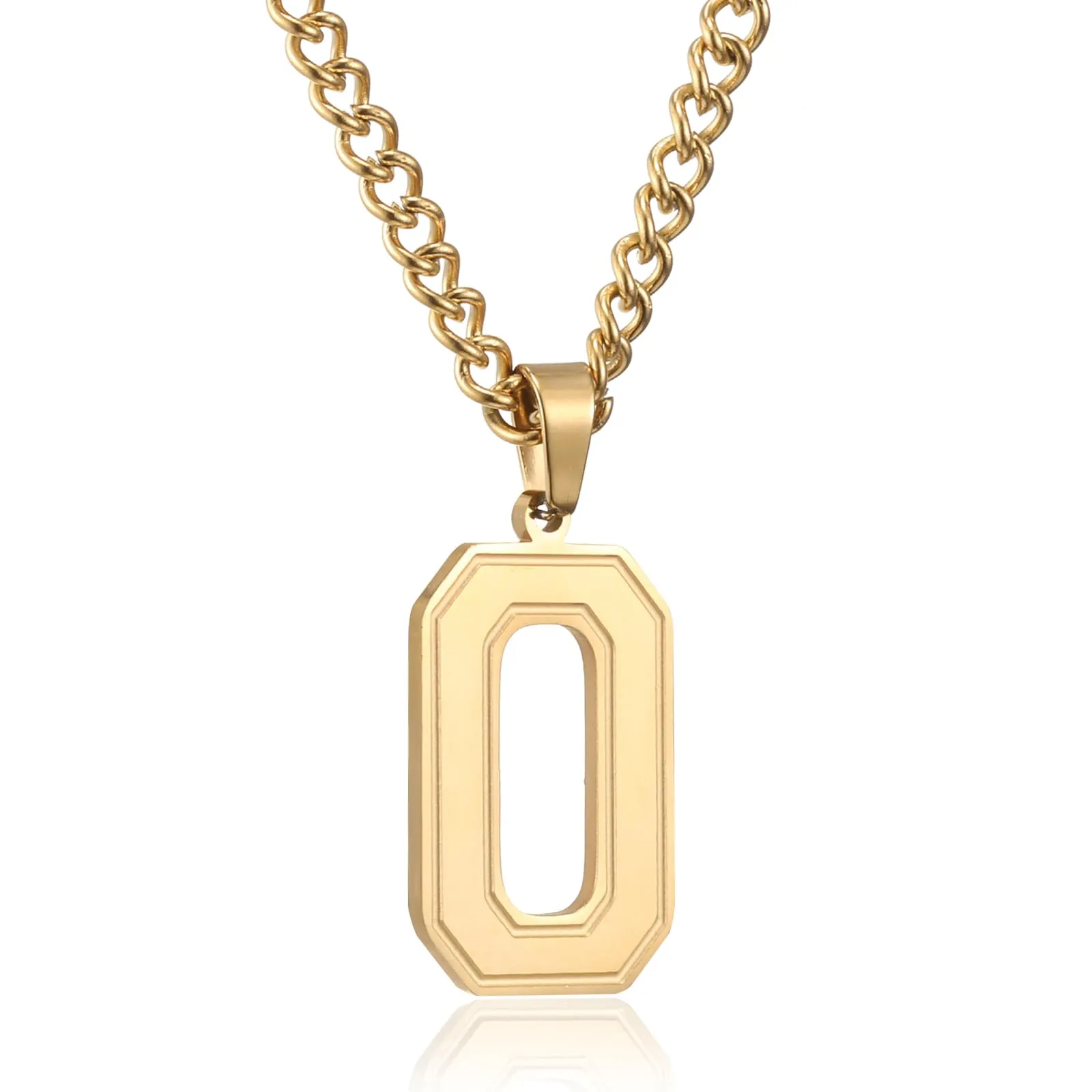 RWQIAN Collana Uomo con Lettera Ciondelli Oro Acciaio Inossidabile Iniziale Lettere O Collana Pendente 60cm Pasche Festa del Padre Anniversario Regali per Uomo Ragazzi - immagine 1