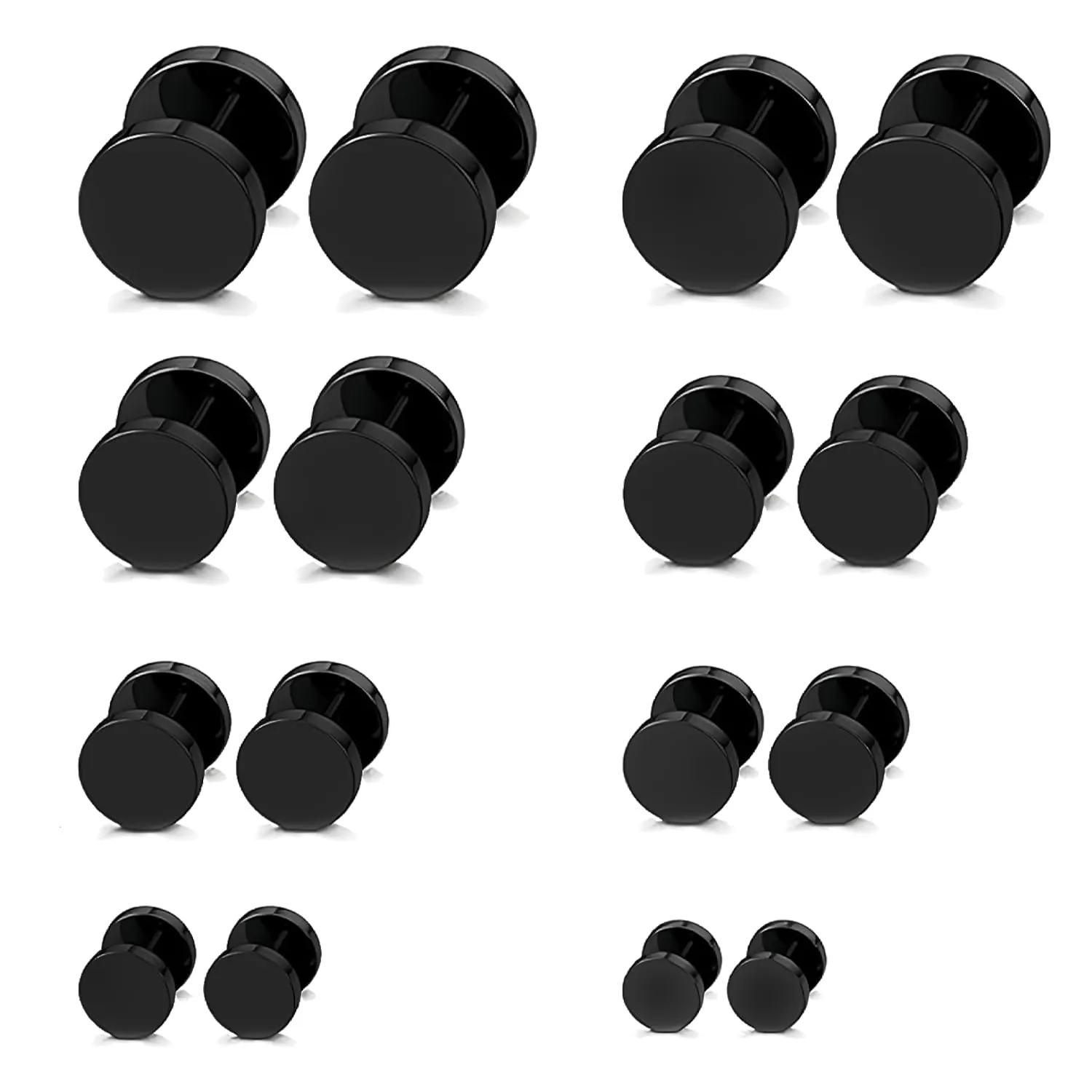 RXKFIGX orecchino 16PCS a perno e nero, Acciaio inox per orecchini ipoallergenici 3-10mm - immagine 1