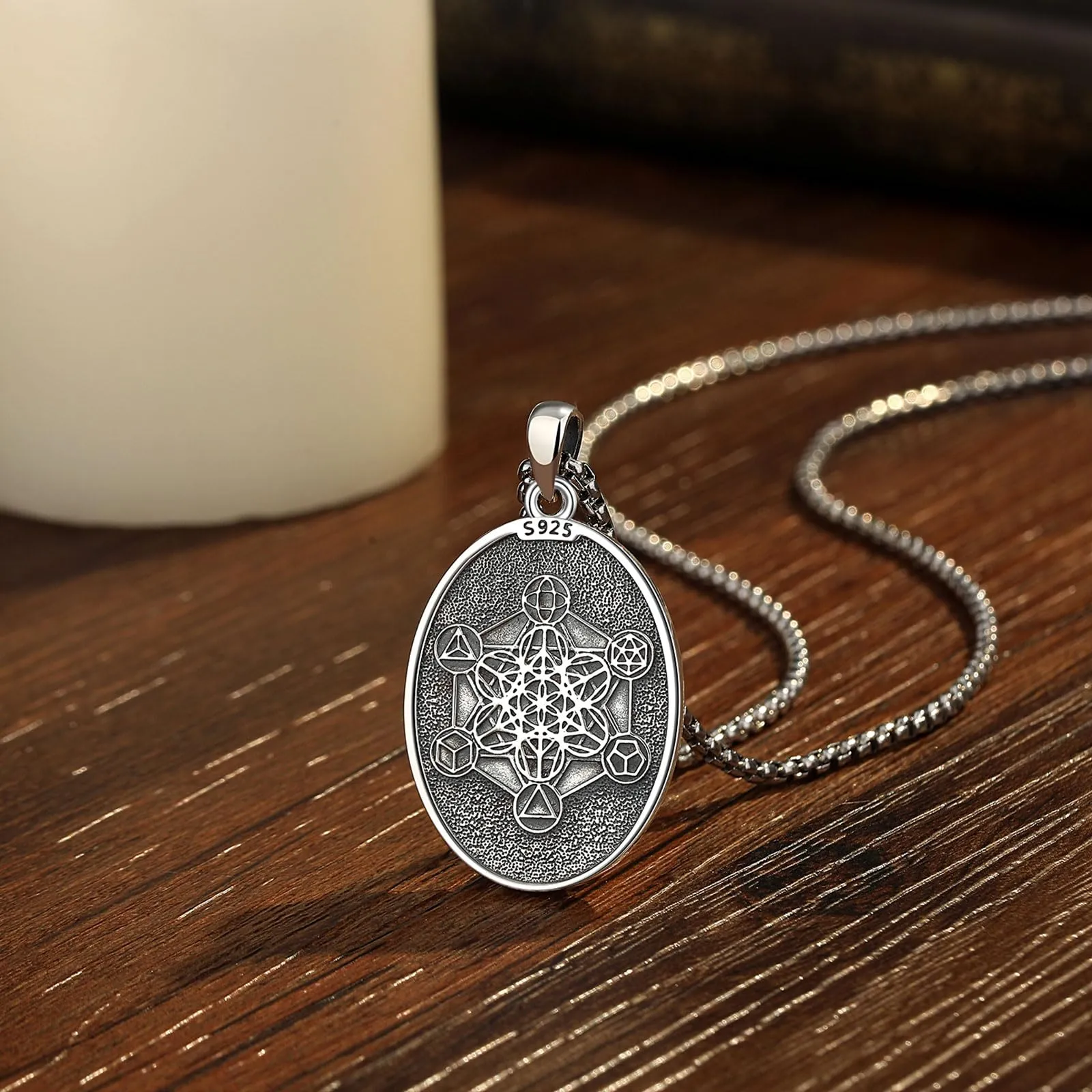 AEONSLOVE Collana Metatron Uomo Donna Medaglia Cubo di Metatron Arcangelo Argento 925 Ciondolo Geometria Sacra Gioielli Religiosa Regalo Cristiano Cattolico - immagine 3