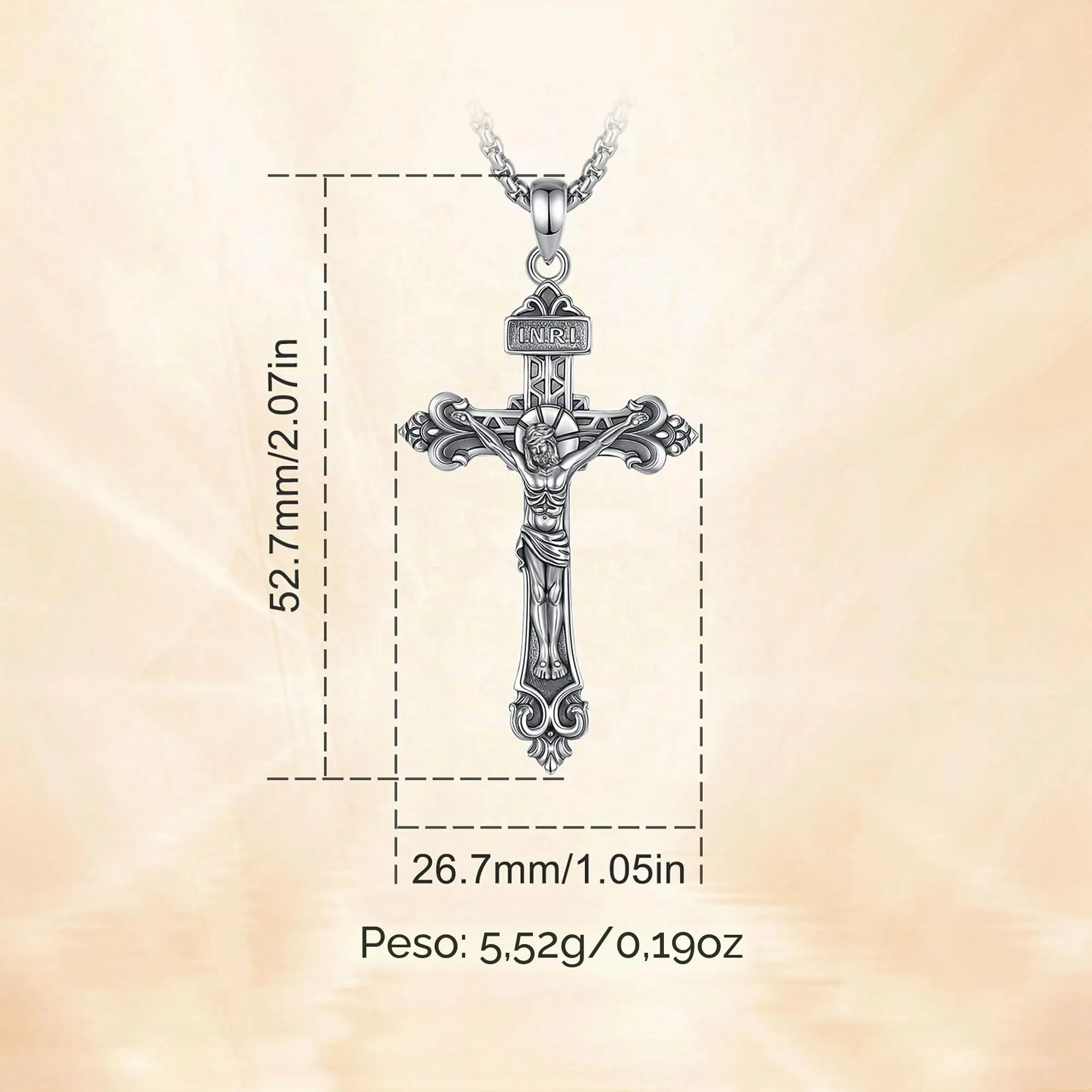 AEONSLOVE Collana Crocifisso Uomo Argento 925 Ciondolo Croce Cristiana Donna Medaglia Croce con Gesù Cristo Gioielli Cattolico Cristiani - immagine 7