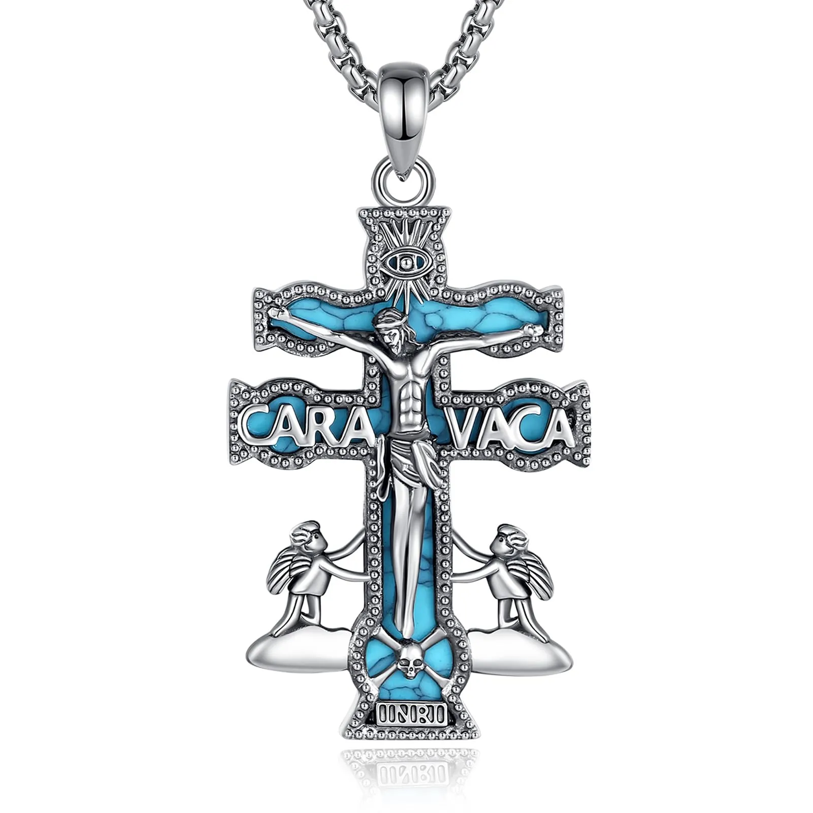 AEONSLOVE Collana Caravaca Argento 925 Ciondolo Croce Cristiana Uomo Donna Collana Crocifisso Cattolico Cristiani Gioielli Religiosi Croce di Caravaca - immagine 1