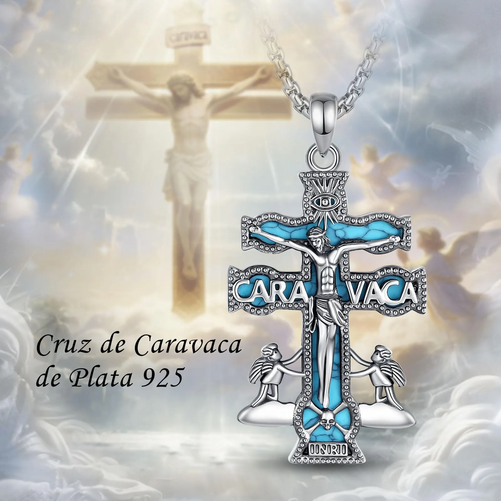 AEONSLOVE Collana Caravaca Argento 925 Ciondolo Croce Cristiana Uomo Donna Collana Crocifisso Cattolico Cristiani Gioielli Religiosi Croce di Caravaca - immagine 4